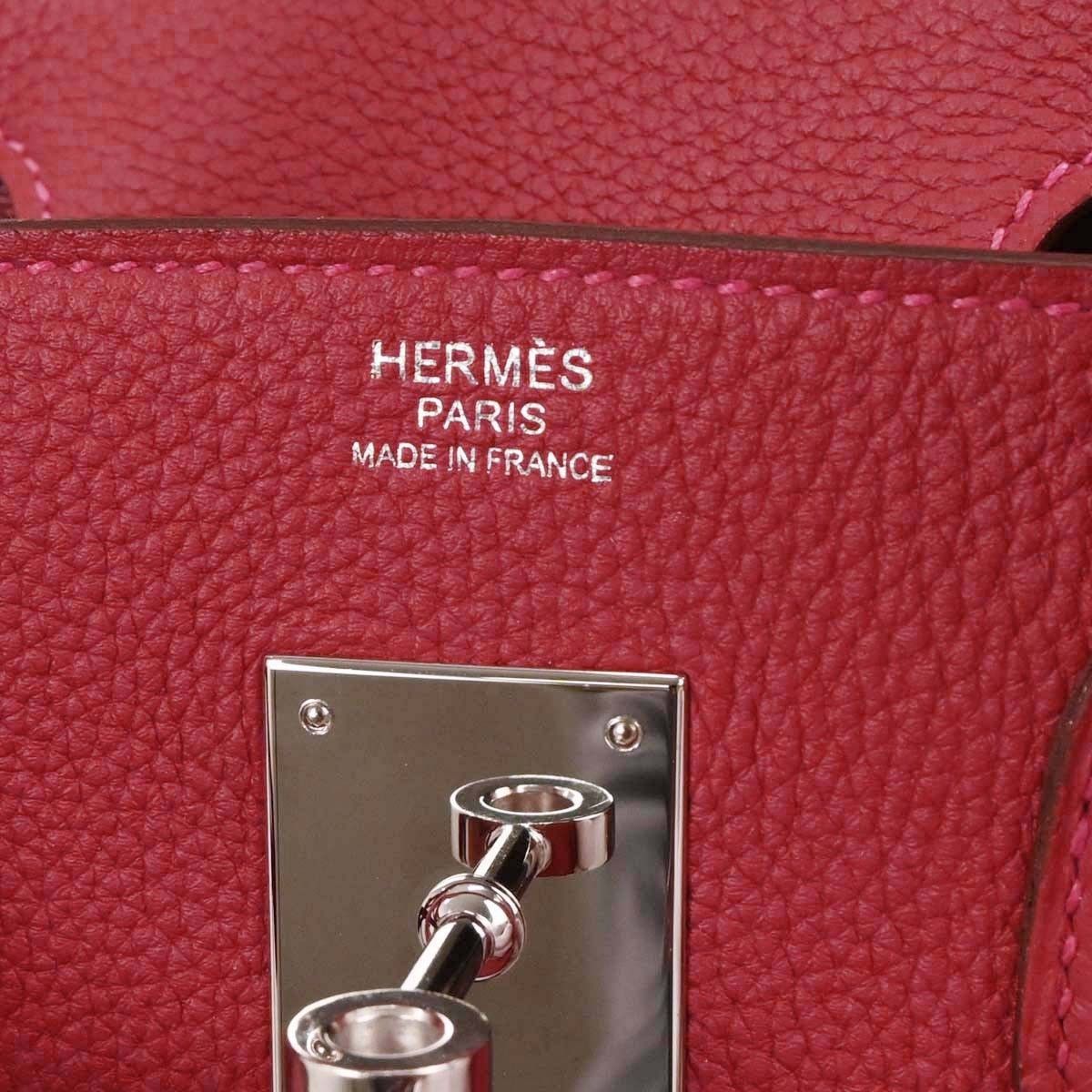 Hermes Hermes Birkin Handbag Red Togo with Palladium Hardware Size ONE SIZE - 9 Thumbnail