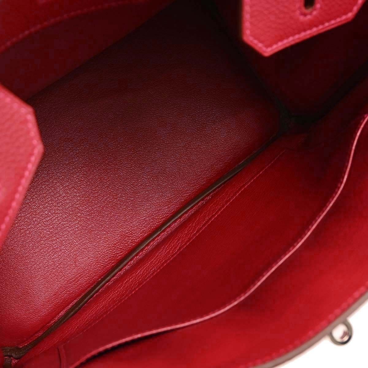 Hermes Hermes Birkin Handbag Red Togo with Palladium Hardware Size ONE SIZE - 6 Thumbnail