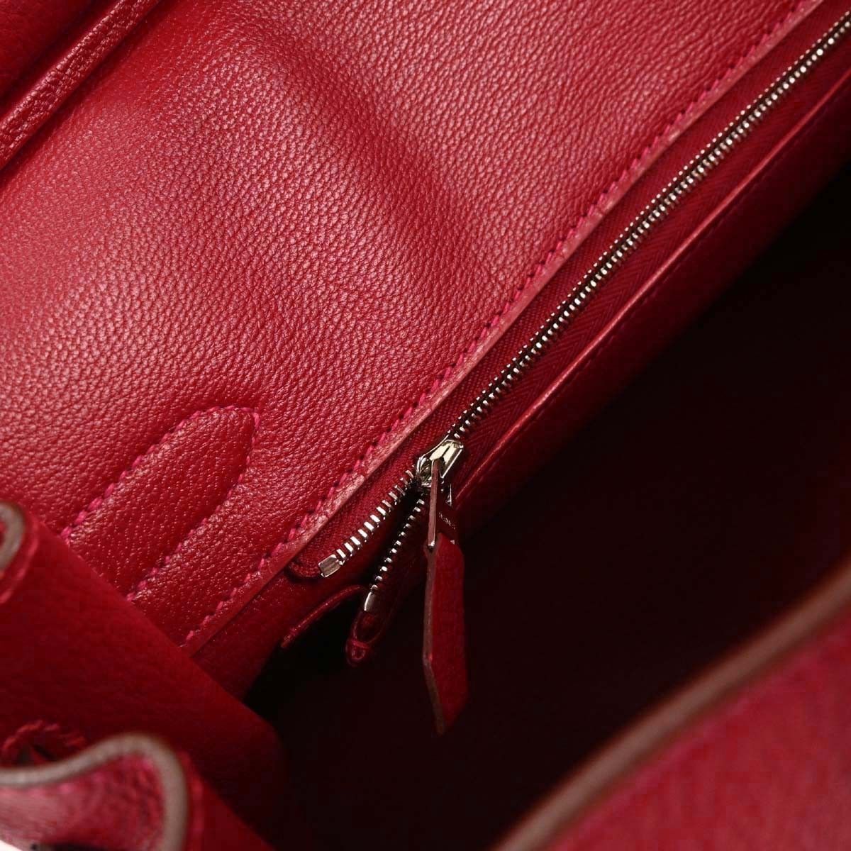Hermes Hermes Birkin Handbag Red Togo with Palladium Hardware Size ONE SIZE - 7 Thumbnail