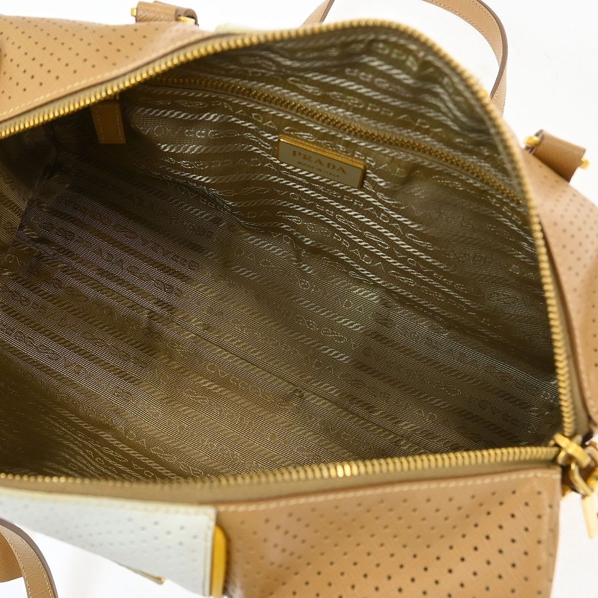 Prada Prada Barrel Bag Perforated Saffiano Leather Size ONE SIZE - 3 Thumbnail