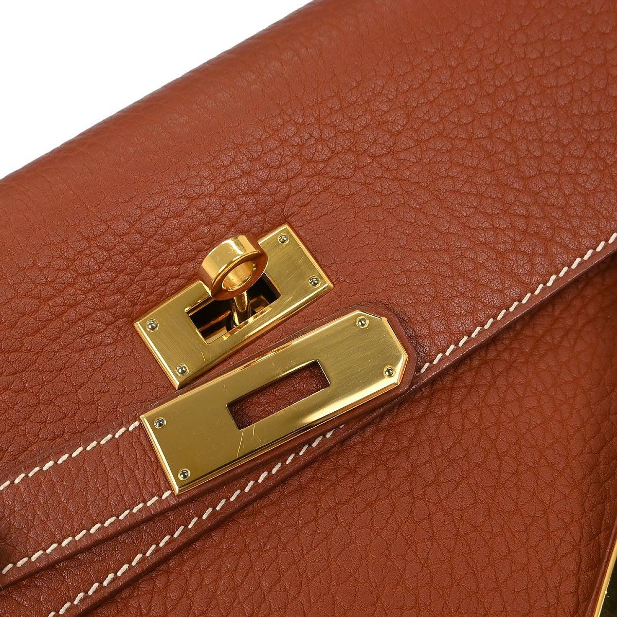 Hermes Hermes Kelly Handbag Brown Togo with Palladium Hardware Size ONE SIZE - 10 Thumbnail