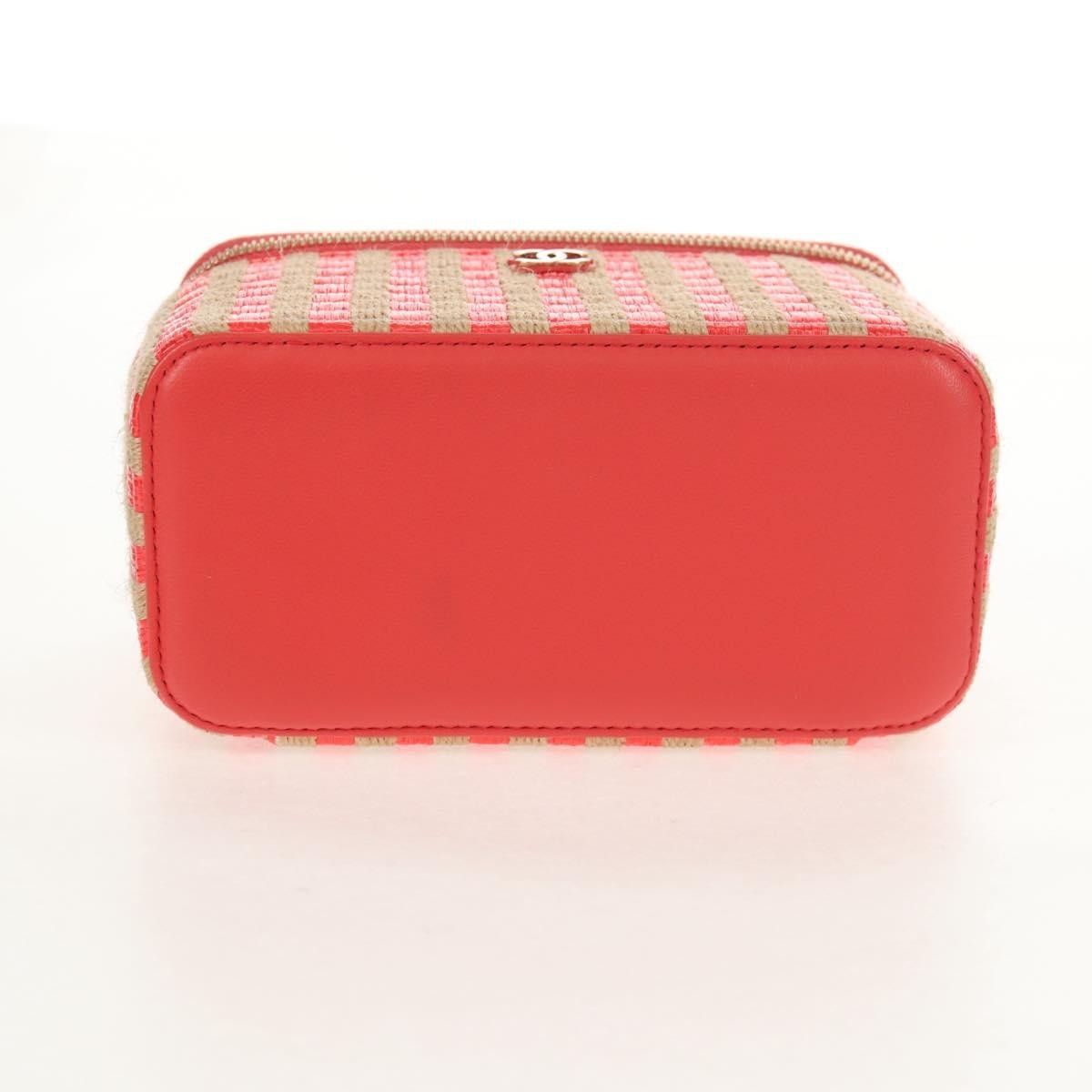 Chanel Chanel Classic Vanity Case with Chain Striped Raffia and Jute Size ONE SIZE - 16 Thumbnail