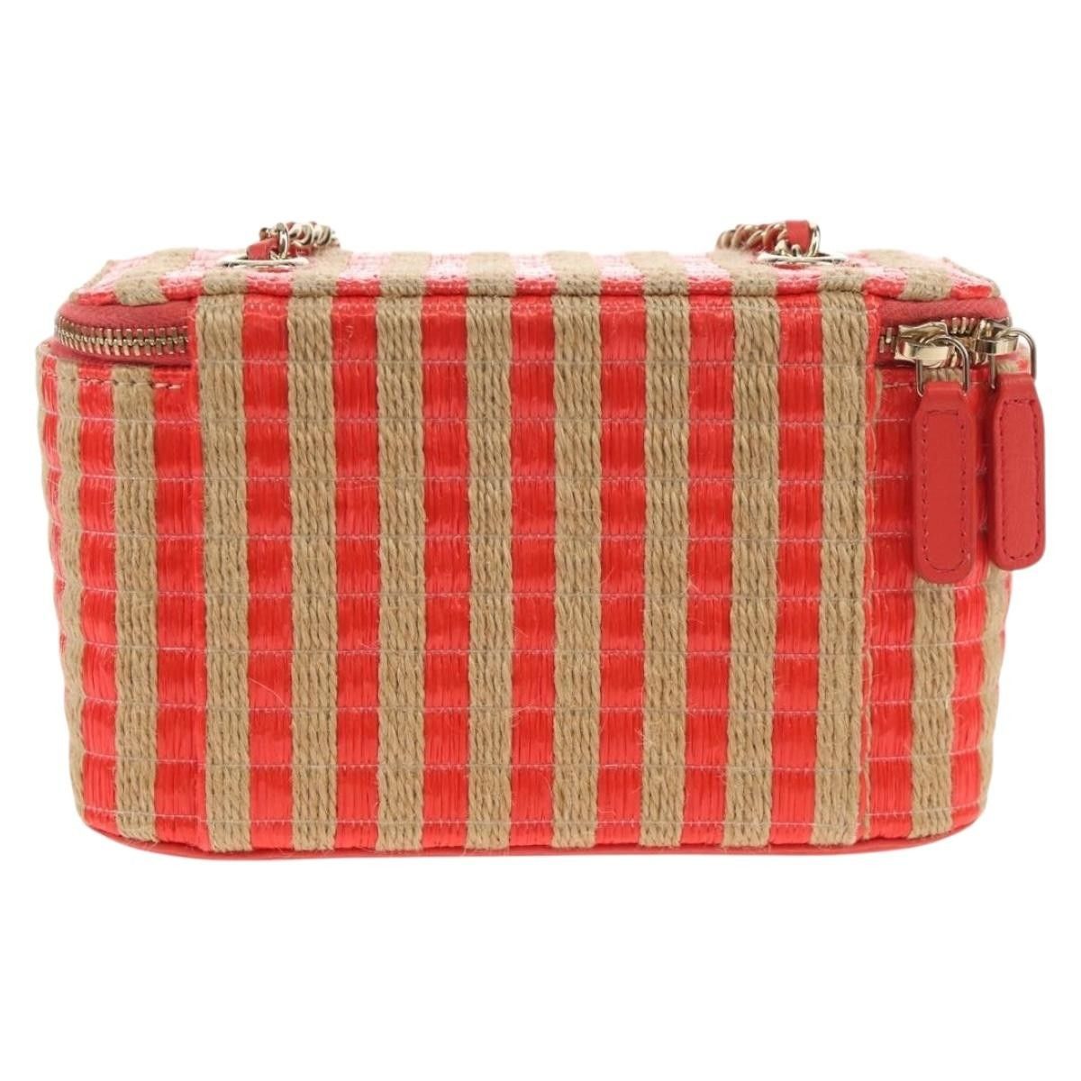 Chanel Chanel Classic Vanity Case with Chain Striped Raffia and Jute Size ONE SIZE - 2 Thumbnail
