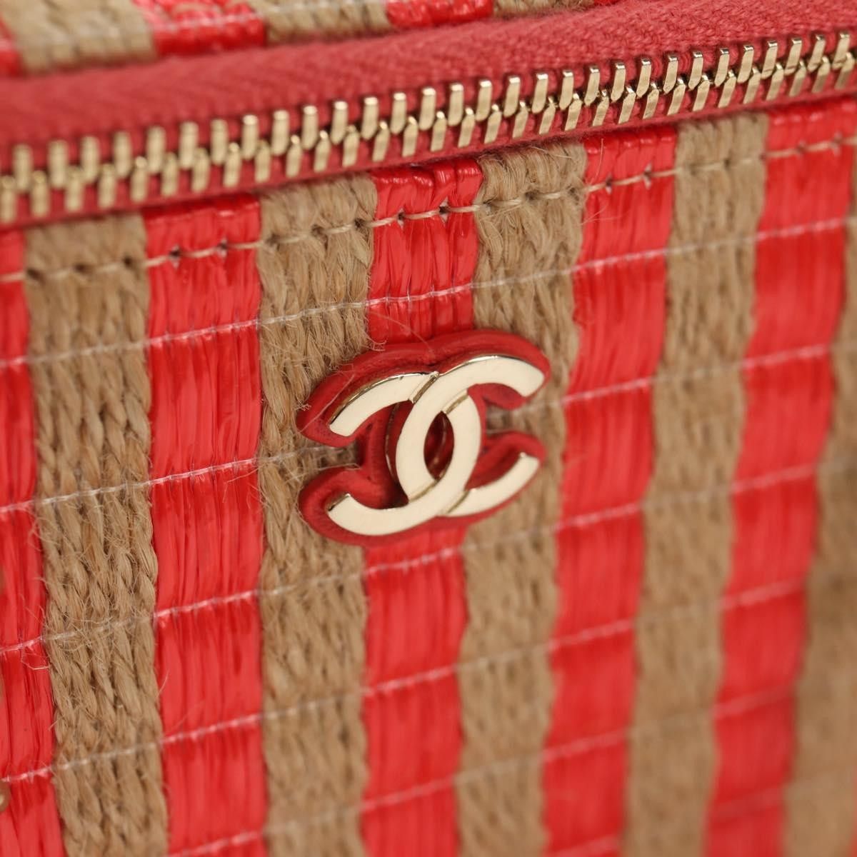 Chanel Chanel Classic Vanity Case with Chain Striped Raffia and Jute Size ONE SIZE - 22 Thumbnail