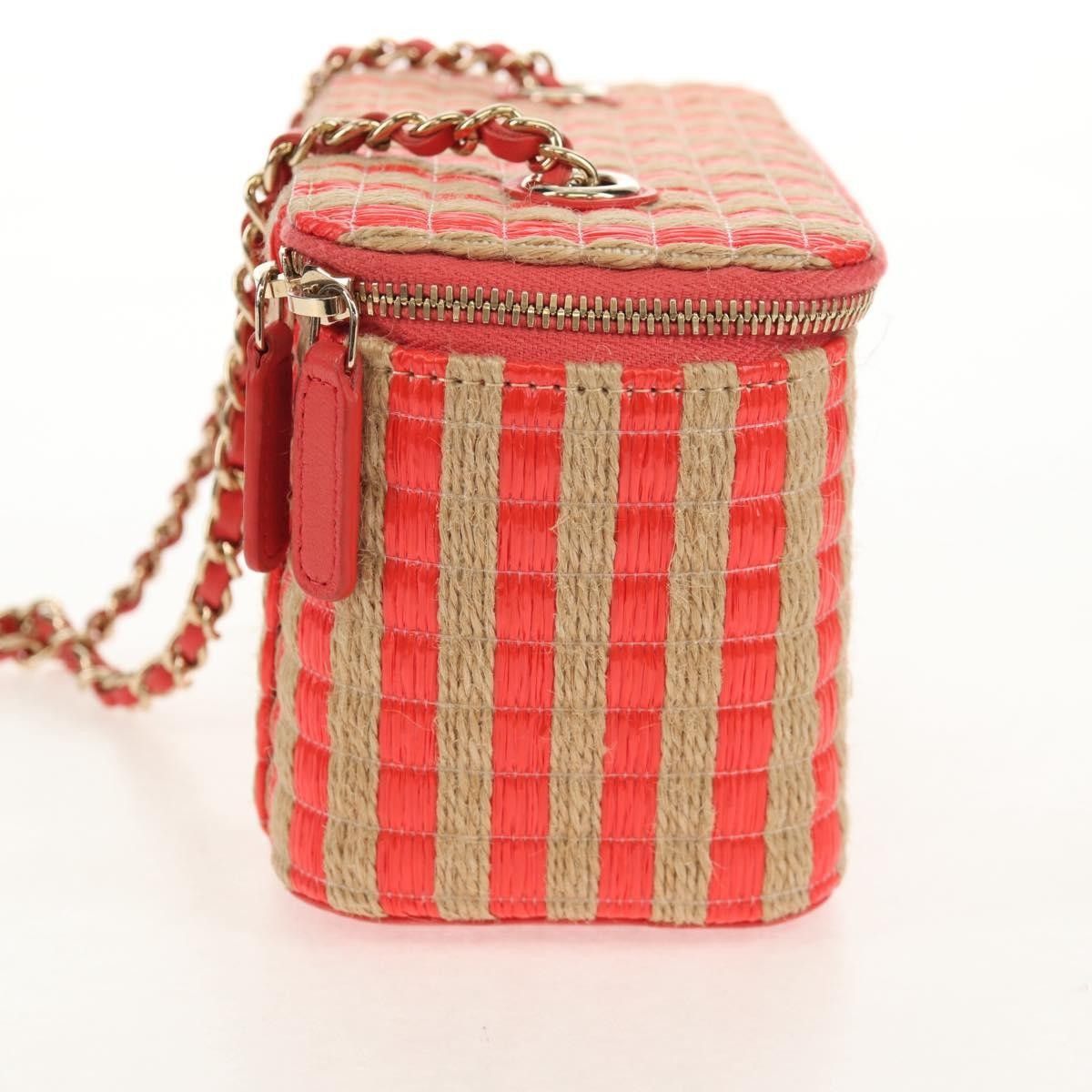 Chanel Chanel Classic Vanity Case with Chain Striped Raffia and Jute Size ONE SIZE - 3 Thumbnail