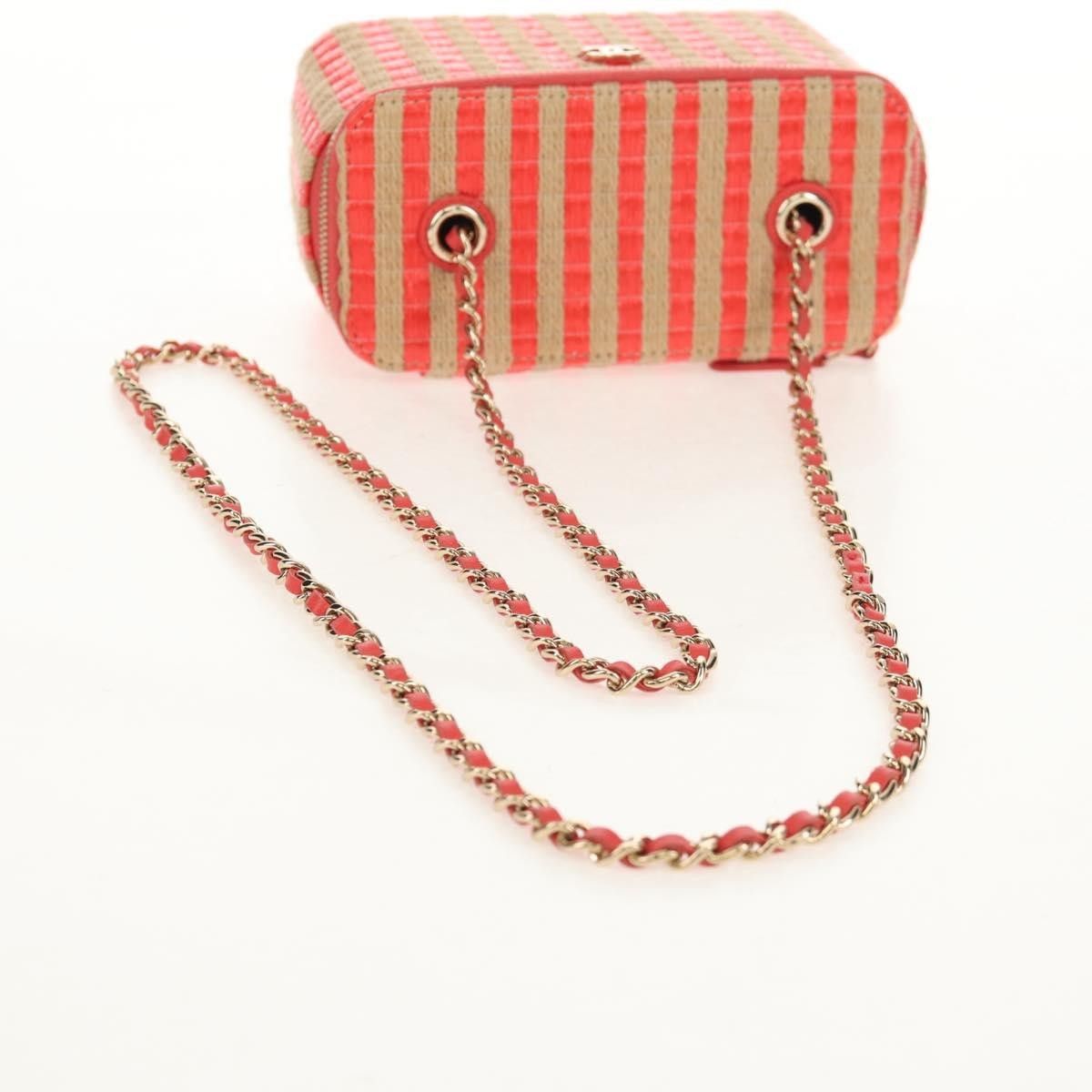 Chanel Chanel Classic Vanity Case with Chain Striped Raffia and Jute Size ONE SIZE - 8 Thumbnail