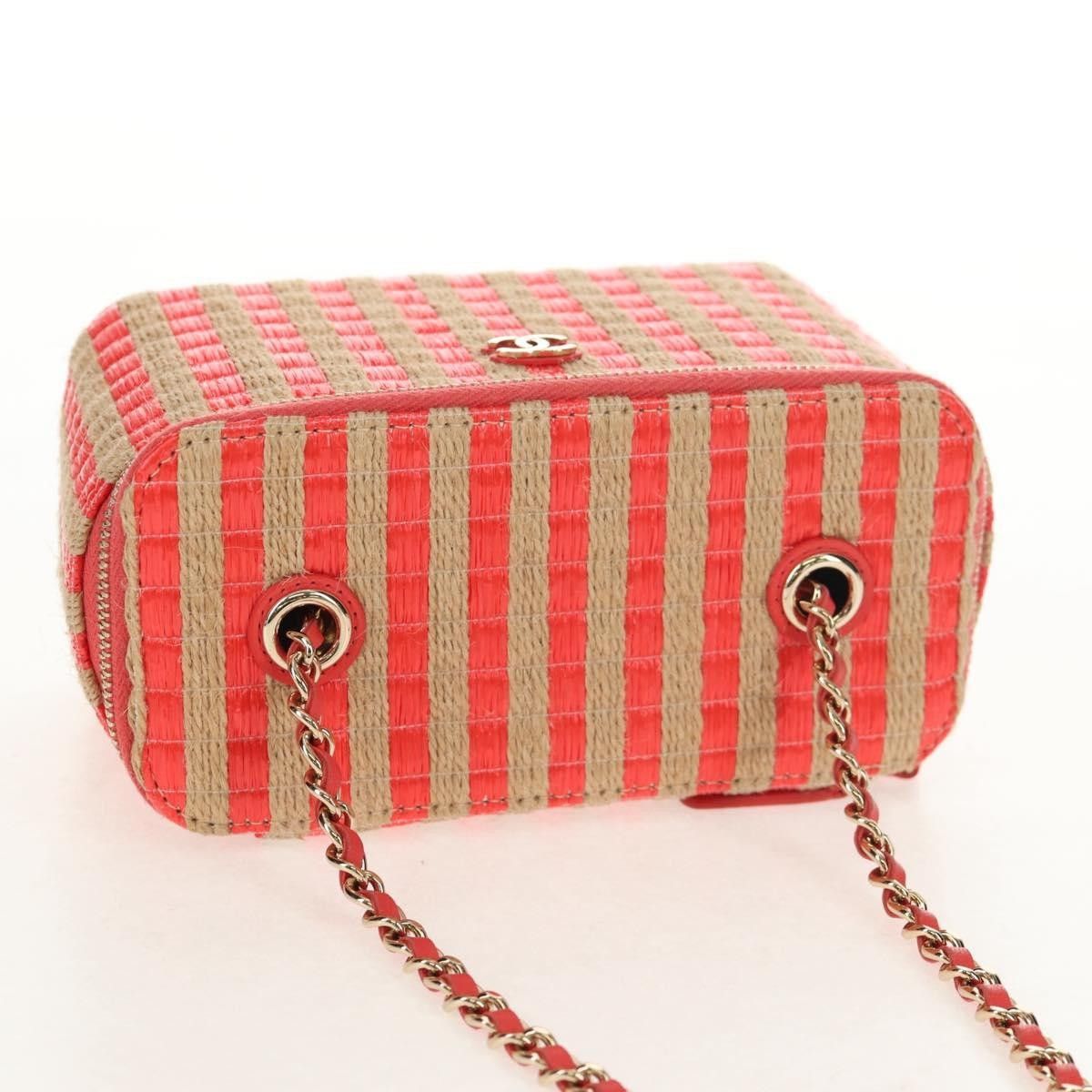 Chanel Chanel Classic Vanity Case with Chain Striped Raffia and Jute Size ONE SIZE - 17 Thumbnail