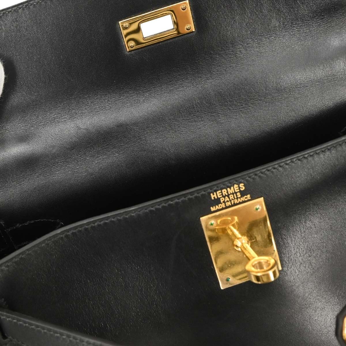 Hermes Hermes Kelly Handbag Black Box Calf with Gold Hardware Size ONE SIZE - 10 Thumbnail