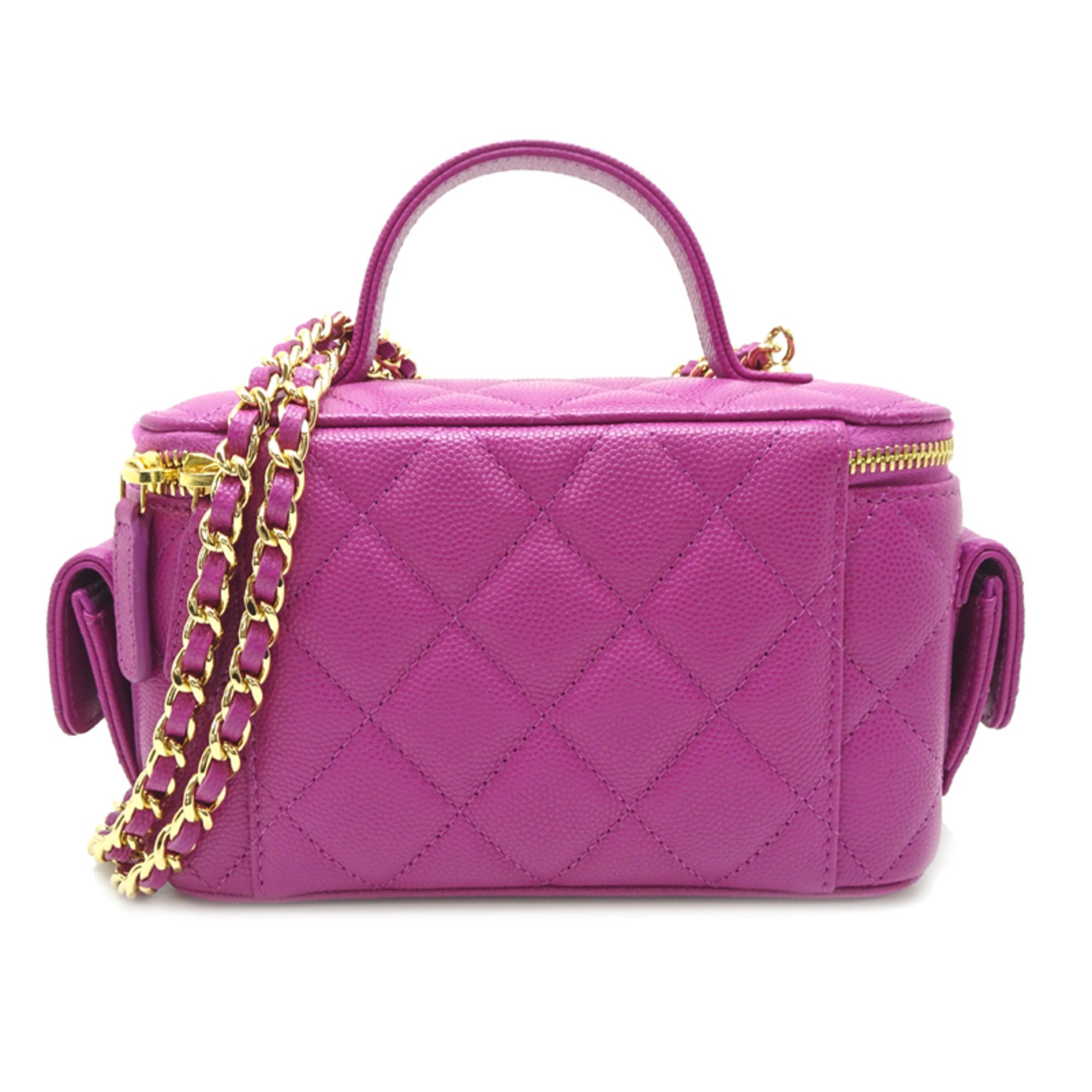 Chanel Chanel Vanity Case Women's Shoulder Bag AP3017 Caviar Leather Purple Size ONE SIZE - 2 Thumbnail