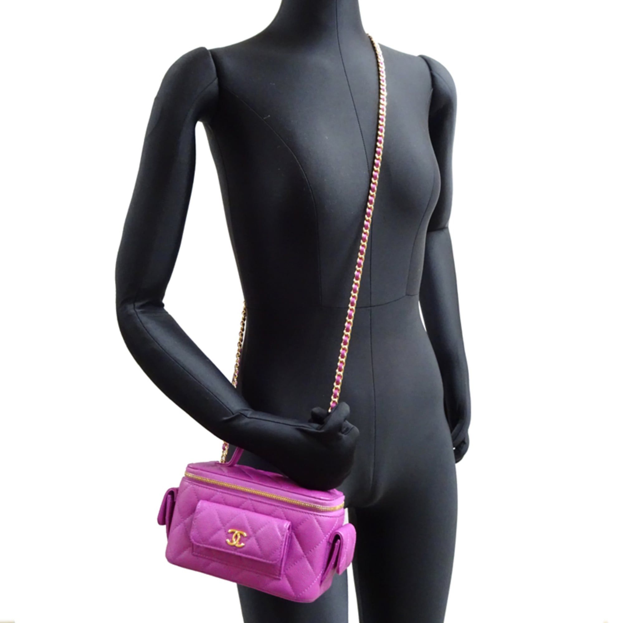 Chanel Chanel Vanity Case Women's Shoulder Bag AP3017 Caviar Leather Purple Size ONE SIZE - 9 Thumbnail