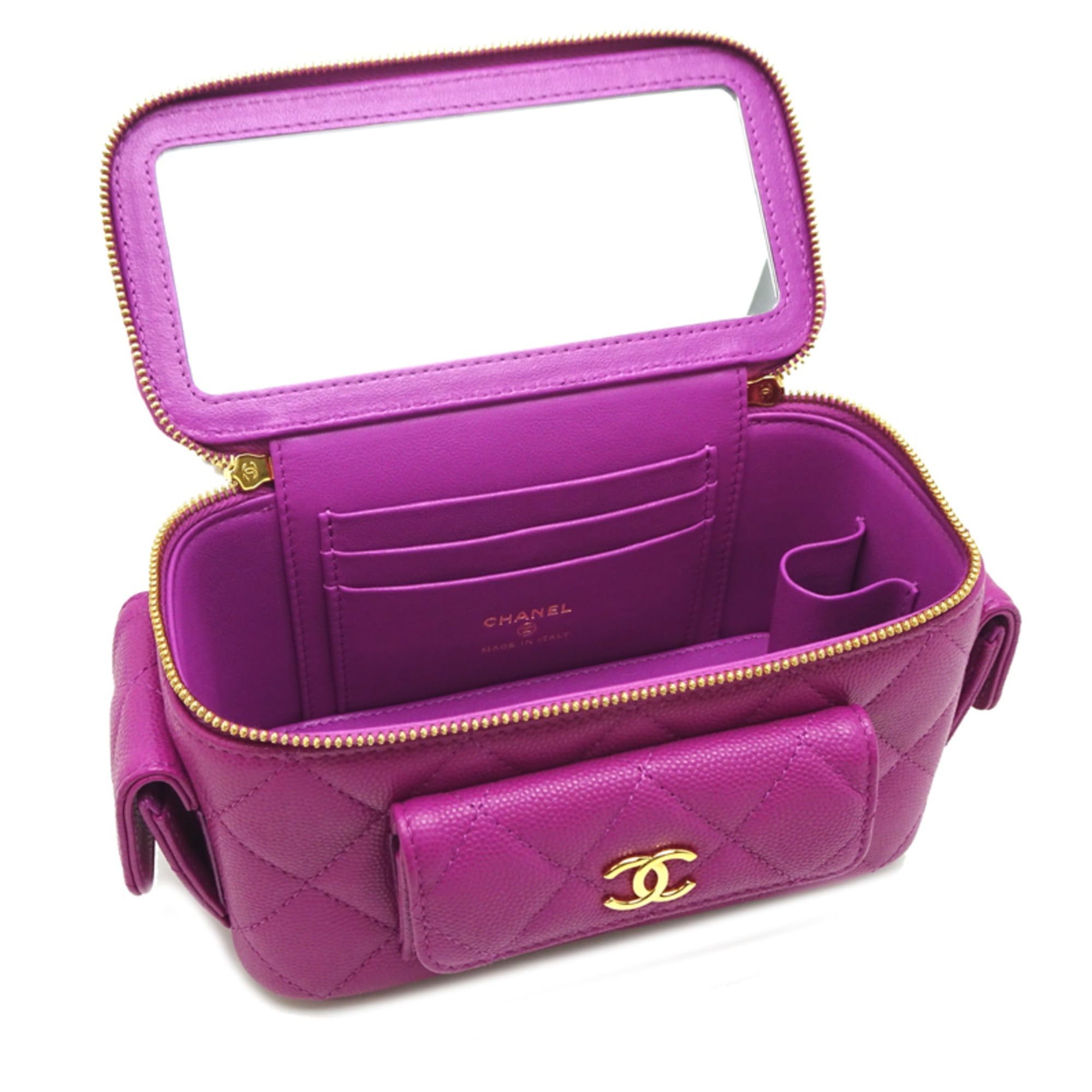 Chanel Chanel Vanity Case Women's Shoulder Bag AP3017 Caviar Leather Purple Size ONE SIZE - 6 Thumbnail