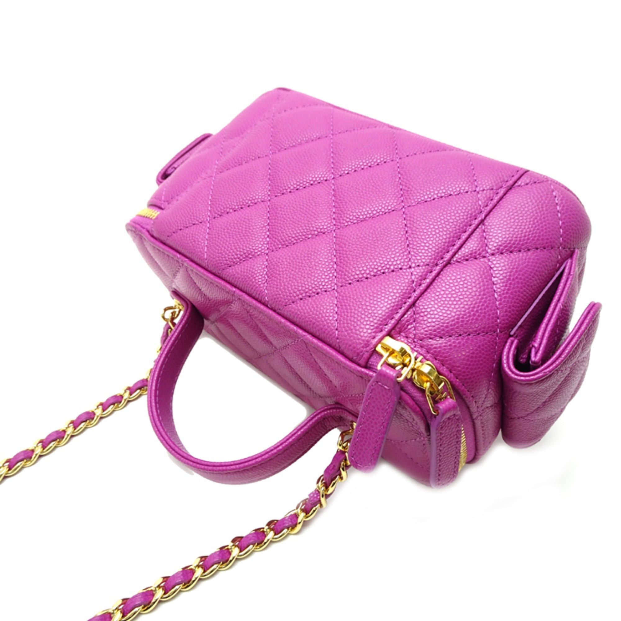 Chanel Chanel Vanity Case Women's Shoulder Bag AP3017 Caviar Leather Purple Size ONE SIZE - 4 Thumbnail