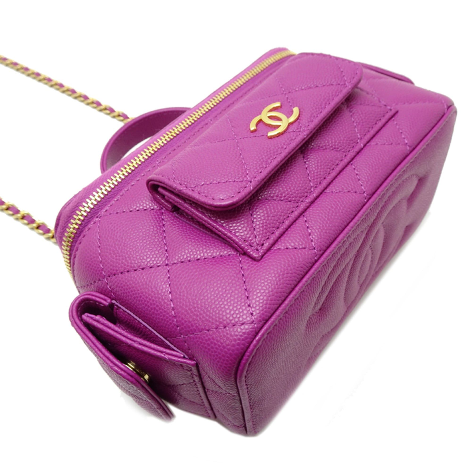 Chanel Chanel Vanity Case Women's Shoulder Bag AP3017 Caviar Leather Purple Size ONE SIZE - 3 Thumbnail