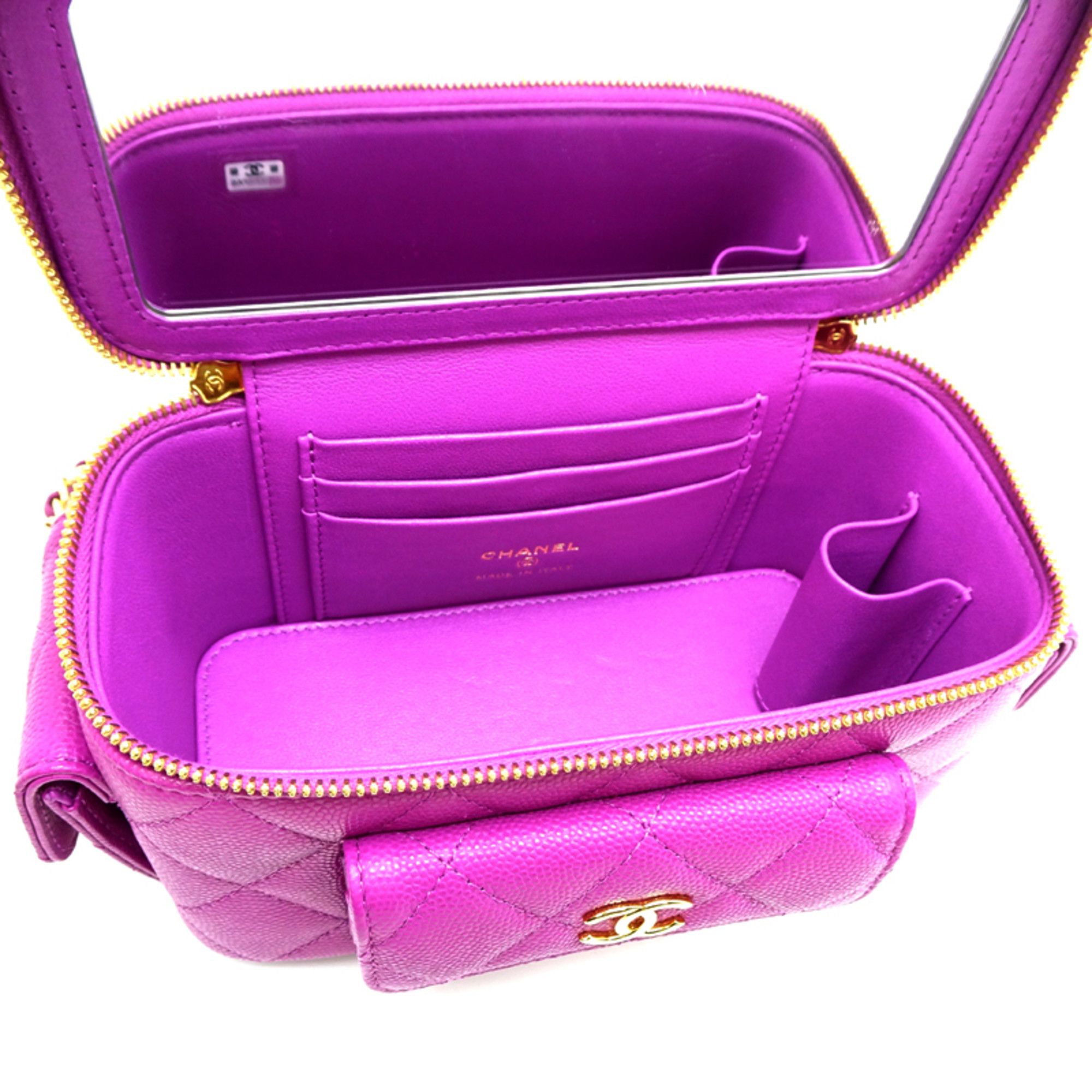 Chanel Chanel Vanity Case Women's Shoulder Bag AP3017 Caviar Leather Purple Size ONE SIZE - 7 Thumbnail