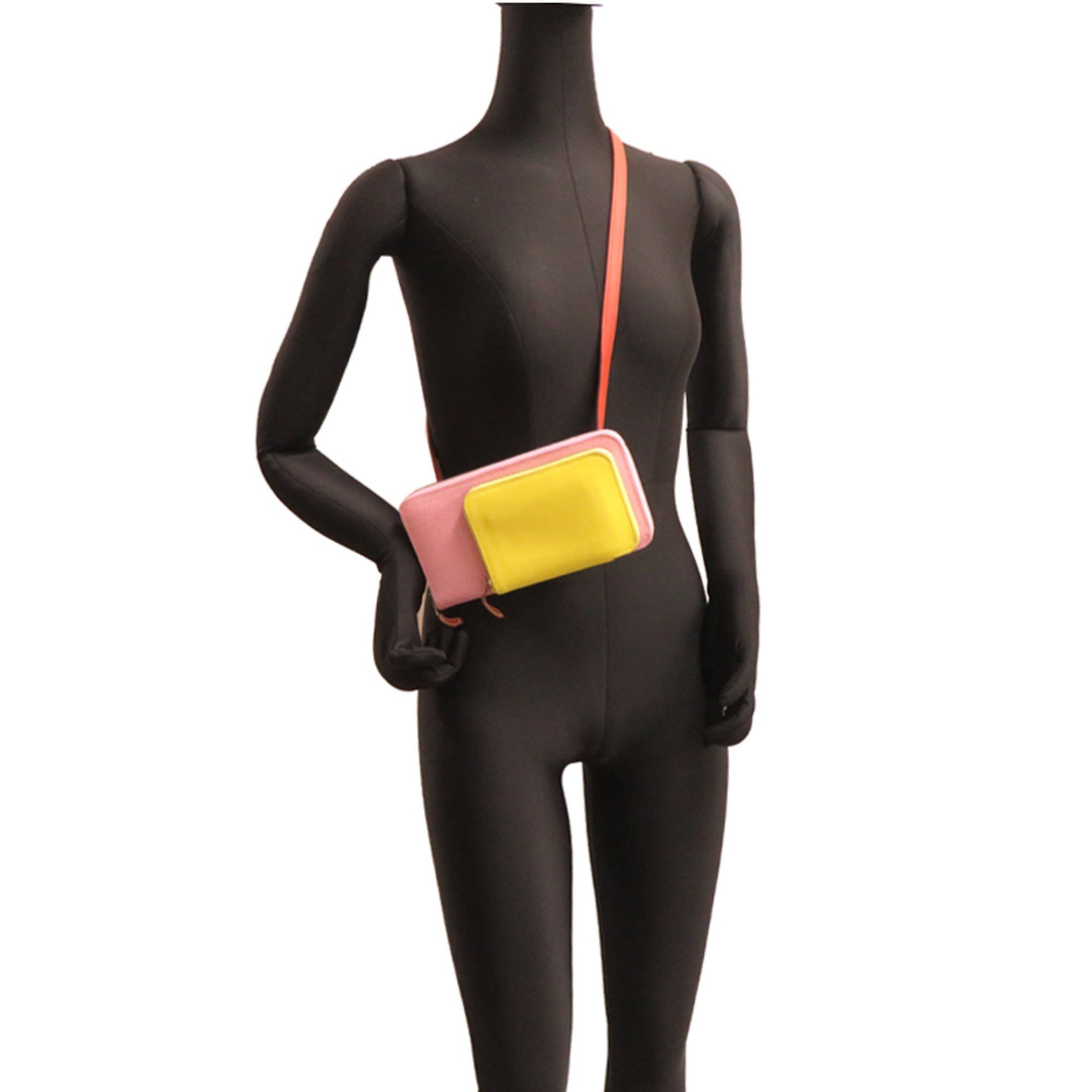 Hermes Hermes Hermès Nouveau To Go Zip B Stamp Women's Shoulder Bag Swift Mauve Sylvestre x Lime Cuivre Size ONE SIZE - 9 Thumbnail