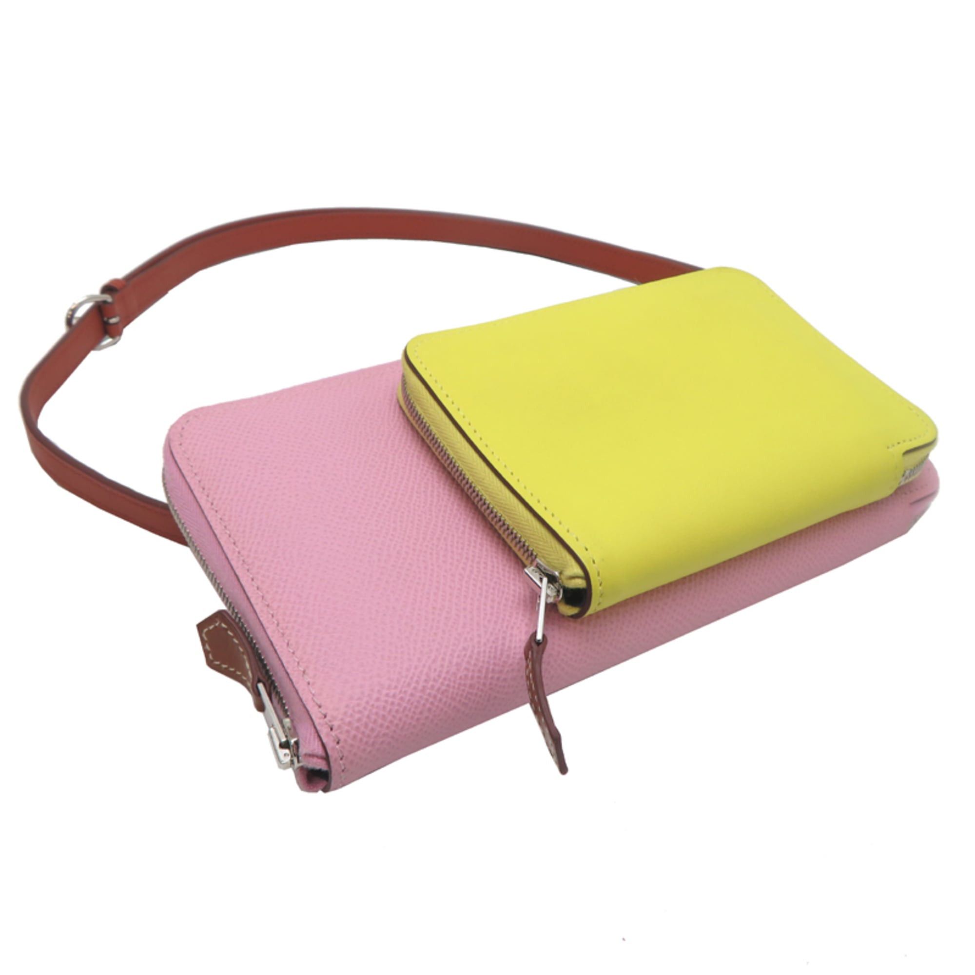 Hermes Hermes Hermès Nouveau To Go Zip B Stamp Women's Shoulder Bag Swift Mauve Sylvestre x Lime Cuivre Size ONE SIZE - 3 Thumbnail