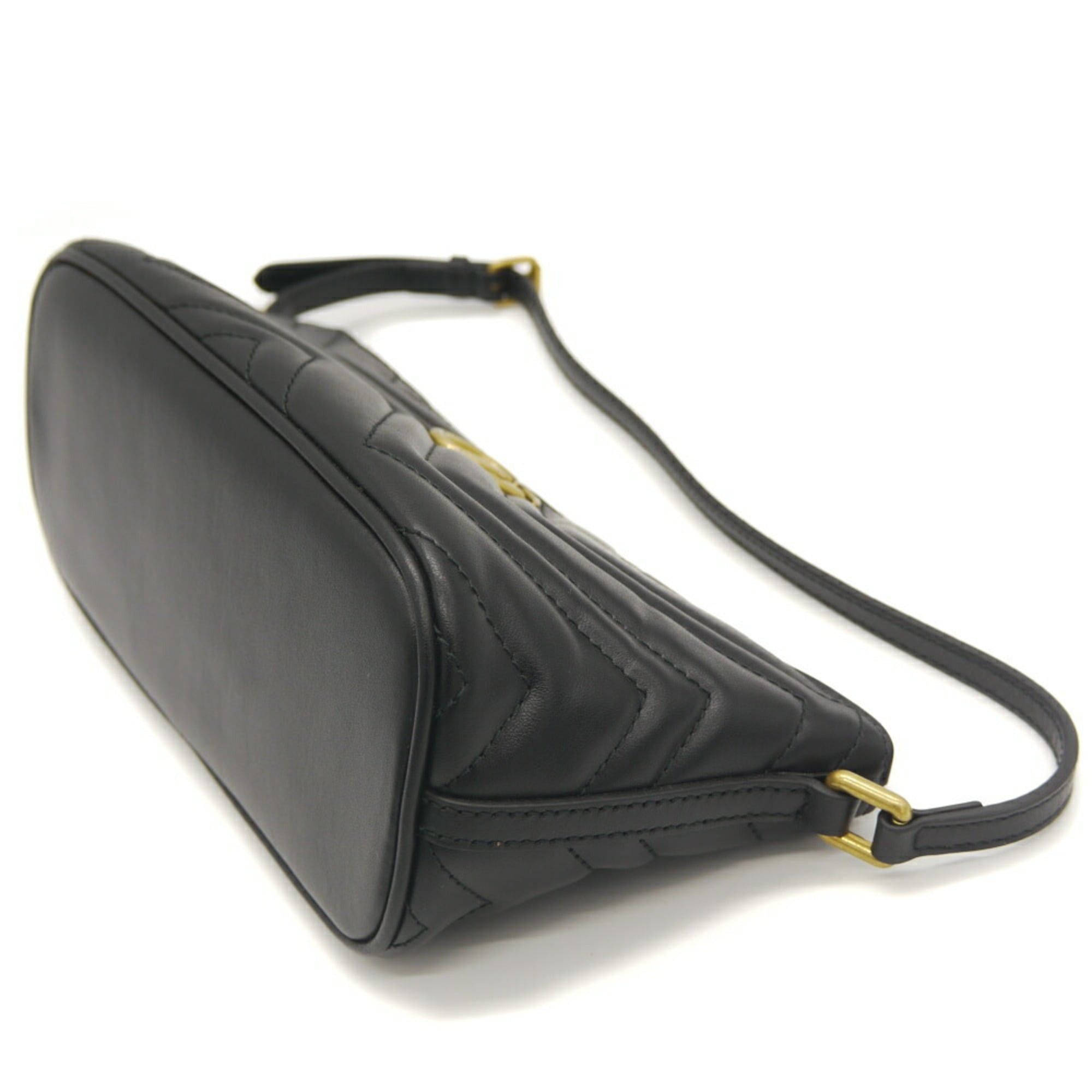 Gucci GUCCI GG Marmont Leather Handbag 739166 520981 Black Size ONE SIZE - 4 Thumbnail