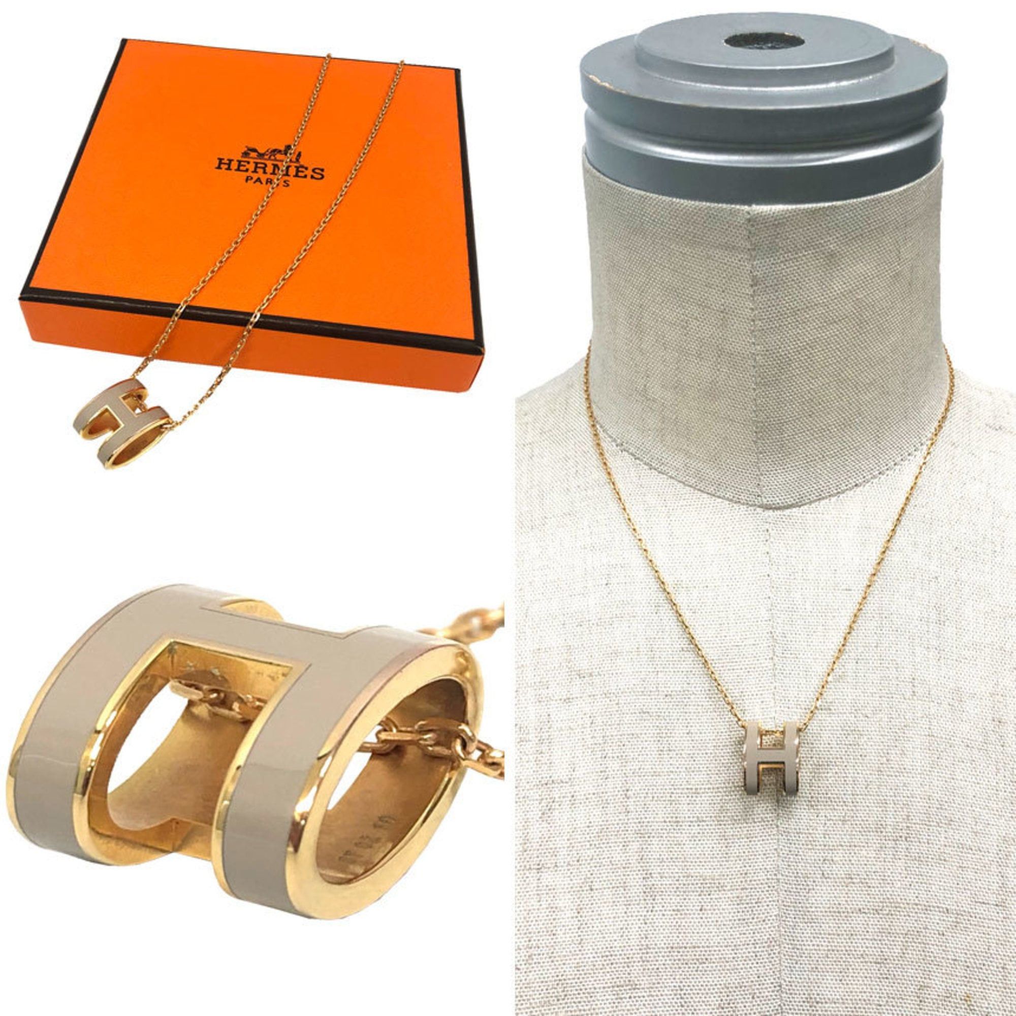 Hermes Hermes Hermès H-shaped chain necklace, Pop H, in marron glacé and pink gold. Available for men women. Size ONE SIZE - 2 Thumbnail