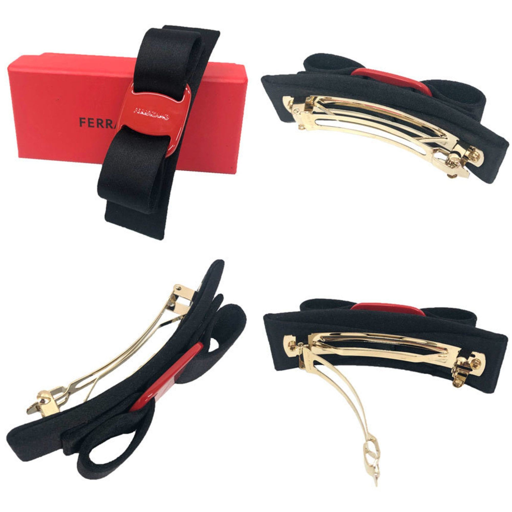 Salvatore Ferragamo Salvatore Ferragamo Vara Ribbon Barrette Hairpin in Black and Red, Women's, Unused Size ONE SIZE - 2 Thumbnail