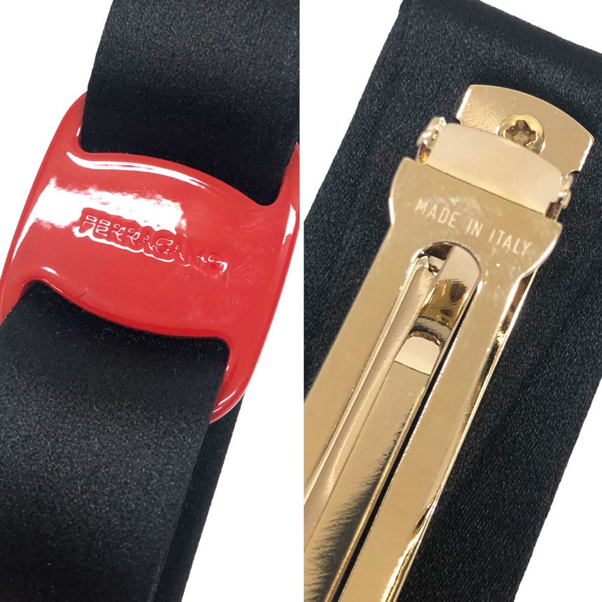 Salvatore Ferragamo Salvatore Ferragamo Vara Ribbon Barrette Hairpin in Black and Red, Women's, Unused Size ONE SIZE - 3 Thumbnail