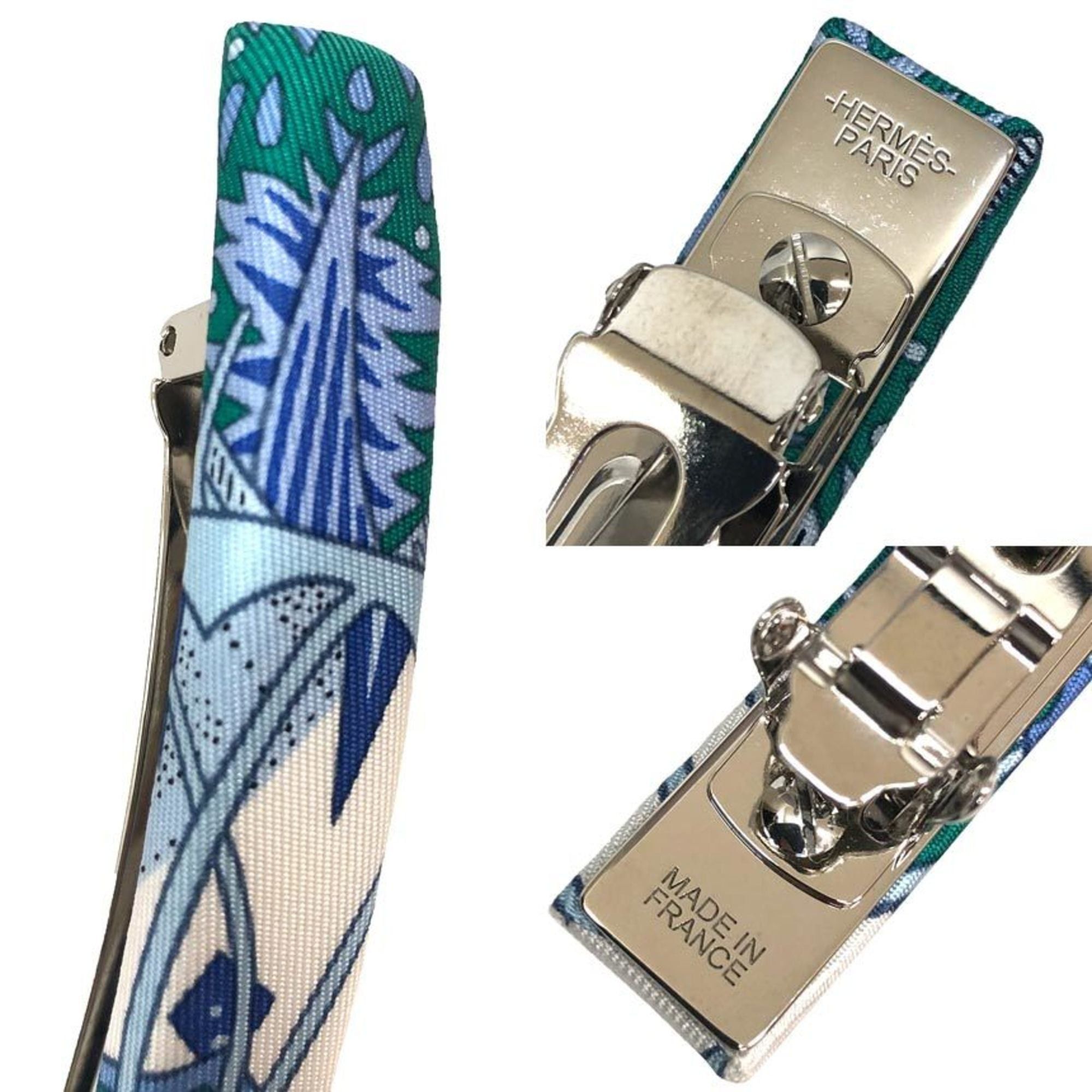 Hermes Hermes Hermès Eclipse GM Hair Barrette, Silk, Blue and Green, Unused Size ONE SIZE - 3 Thumbnail