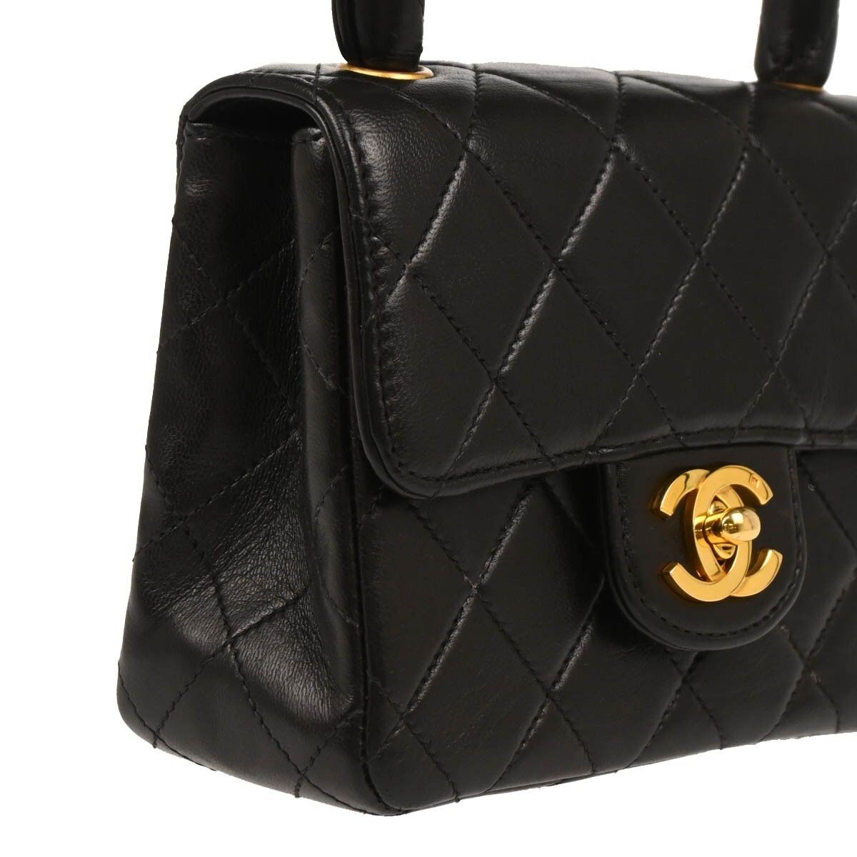 Chanel Chanel Vintage Top Handle Flap Bag Quilted Lambskin Size ONE SIZE - 3 Thumbnail