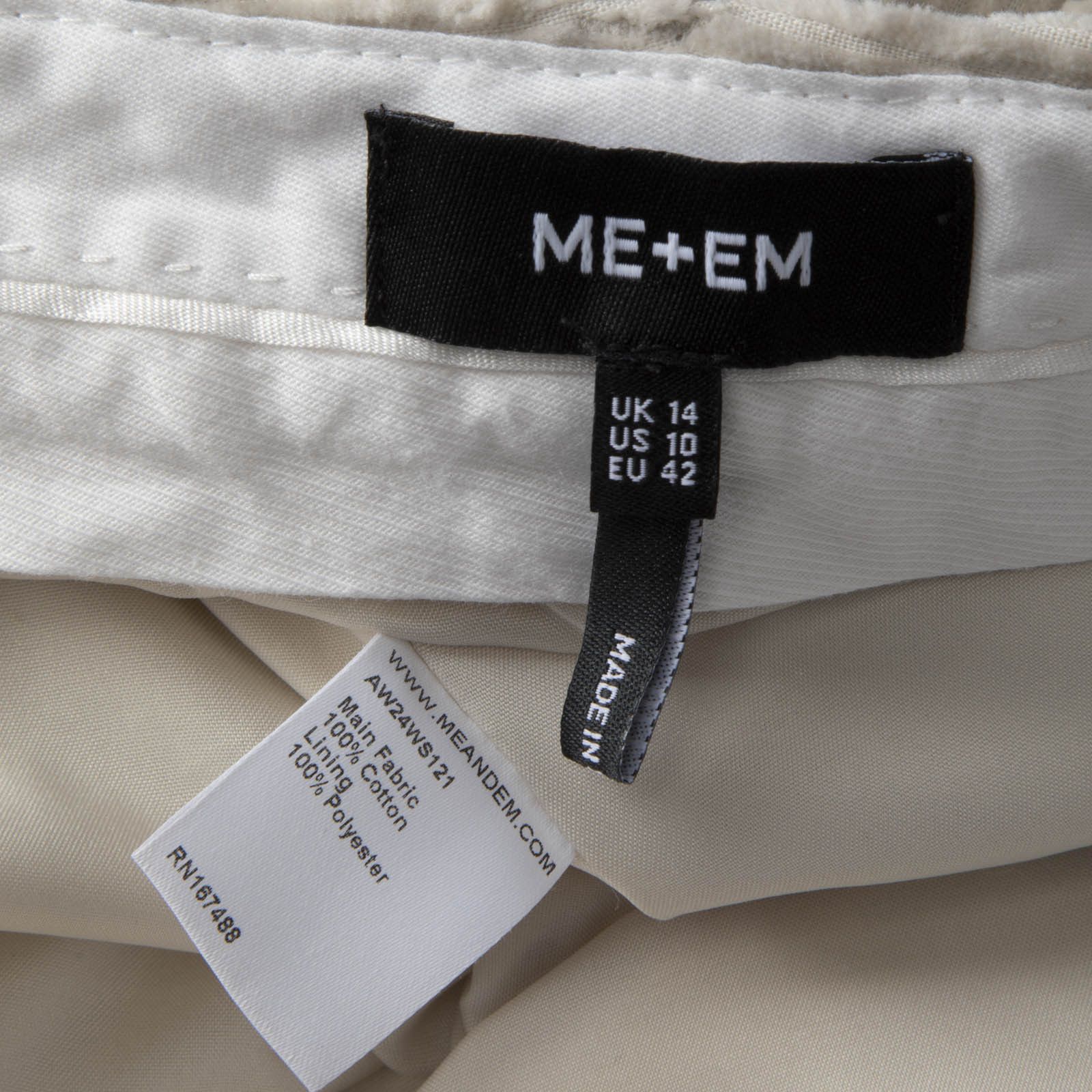 ME+EM Cream Corduroy Midi Skirt Size 32" / US 10 / IT 46 - 4 Thumbnail
