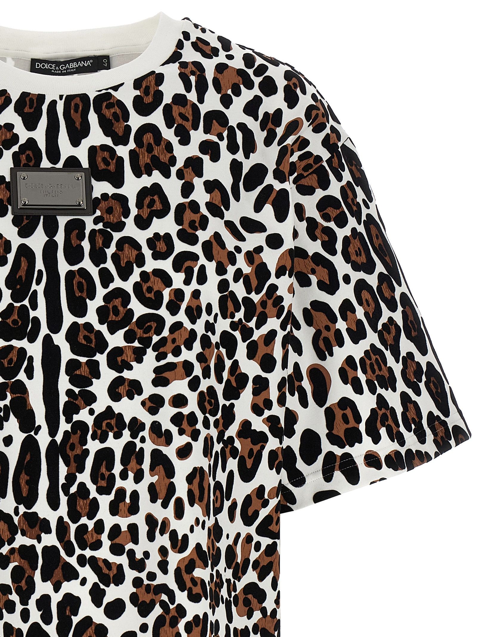 Dolce & Gabbana Animal Print Logo Plaque T-Shirt Size XS / US 0-2 / IT 36-38 - 3 Thumbnail
