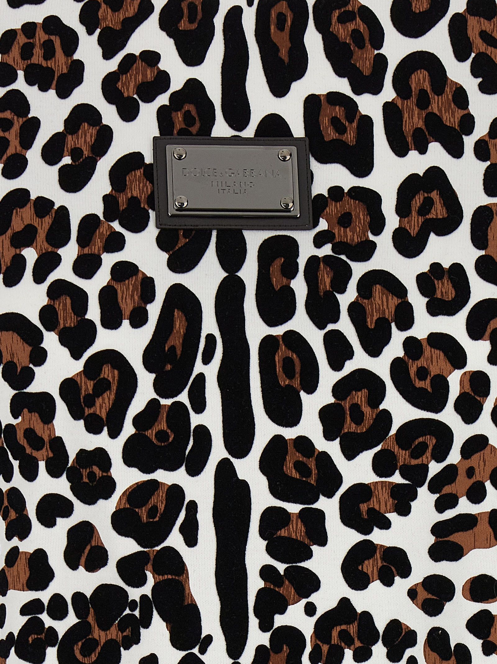 Dolce & Gabbana Animal Print Logo Plaque T-Shirt Size XS / US 0-2 / IT 36-38 - 4 Thumbnail