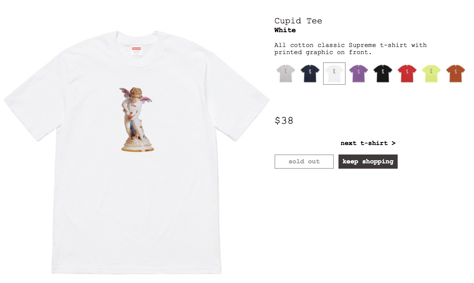 Supreme Supreme Cupid Tee - WHITE - LARGE - SS19 | Grailed