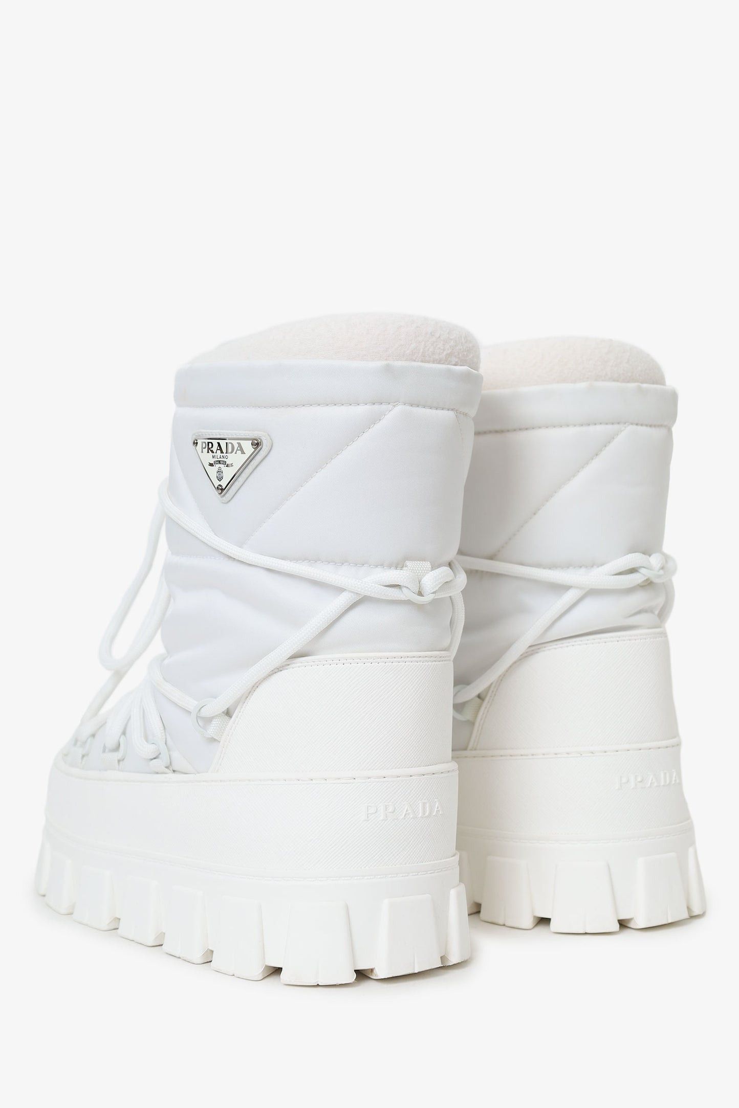 Prada PRADA WHITE NYLON APRES SKI MOON SNOW BOOTS Size US 10 / EU 43 - 4 Thumbnail