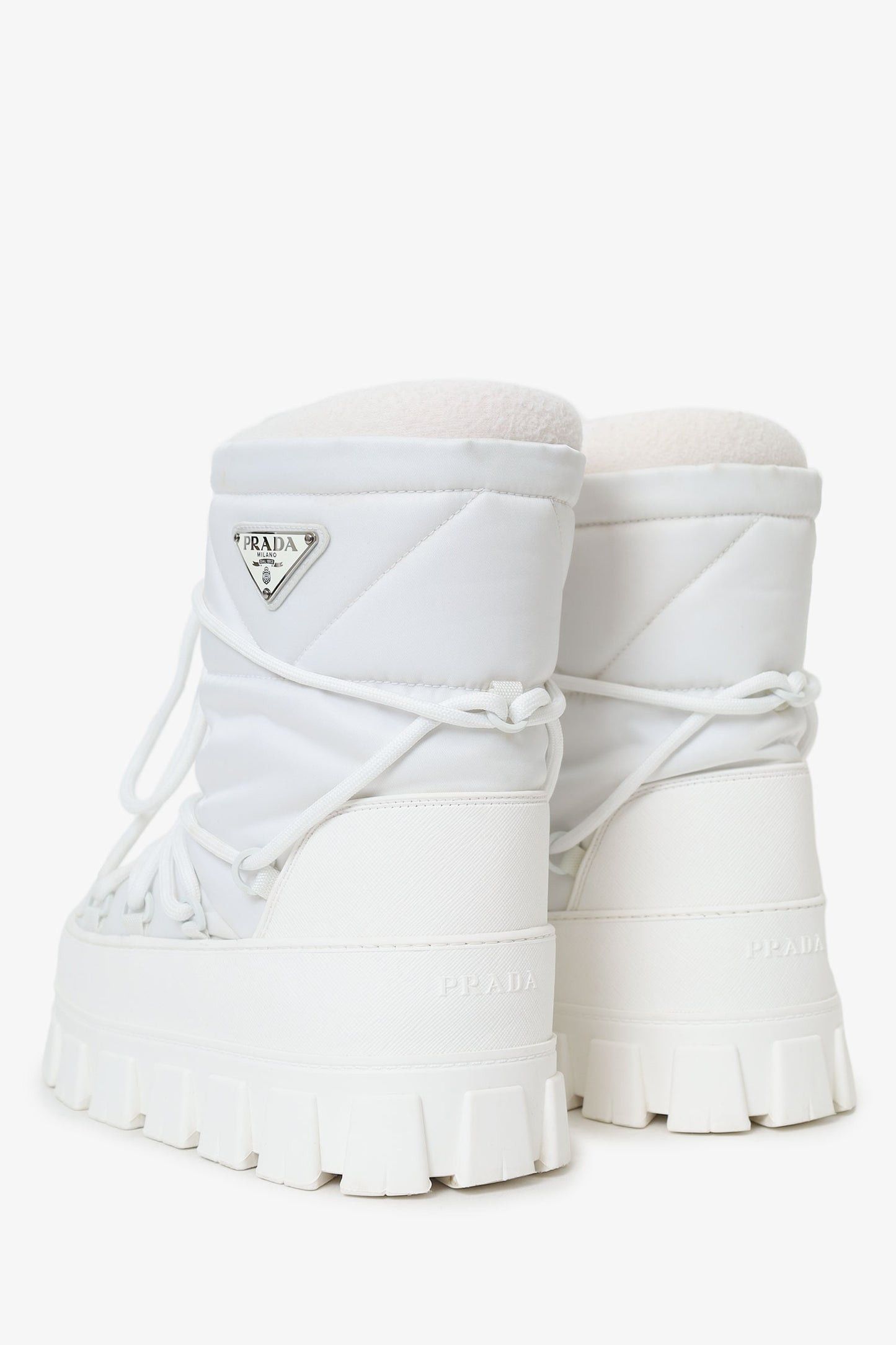 Prada PRADA WHITE NYLON APRES SKI MOON SNOW BOOTS Size US 11 / EU 44 - 4 Thumbnail