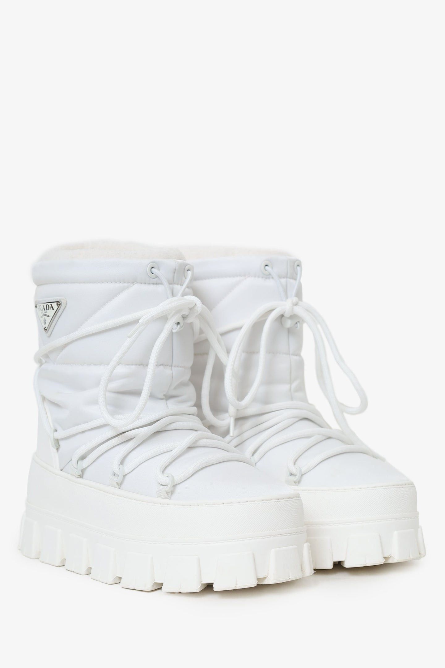 Prada PRADA WHITE NYLON APRES SKI MOON SNOW BOOTS Size US 13 / EU 46 - 2 Thumbnail