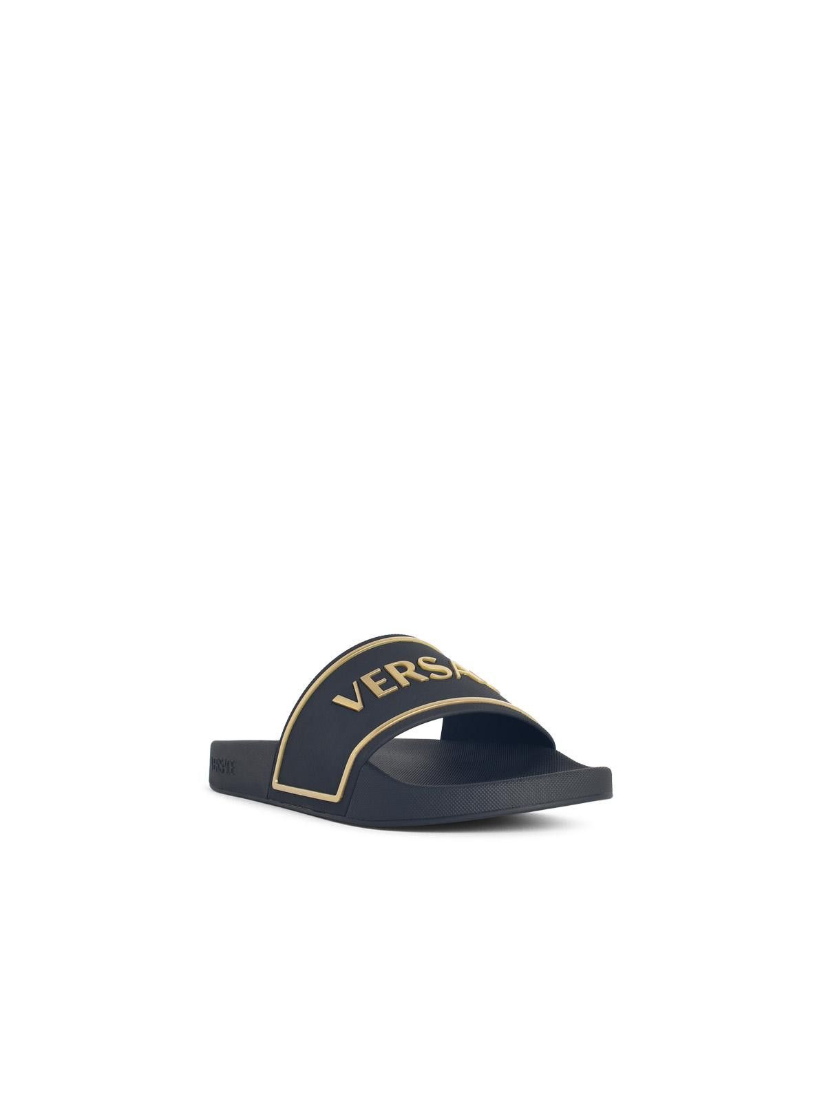 Versace VERSACE Black Rubber Slippers Size US 12 / EU 45 - 2 Thumbnail