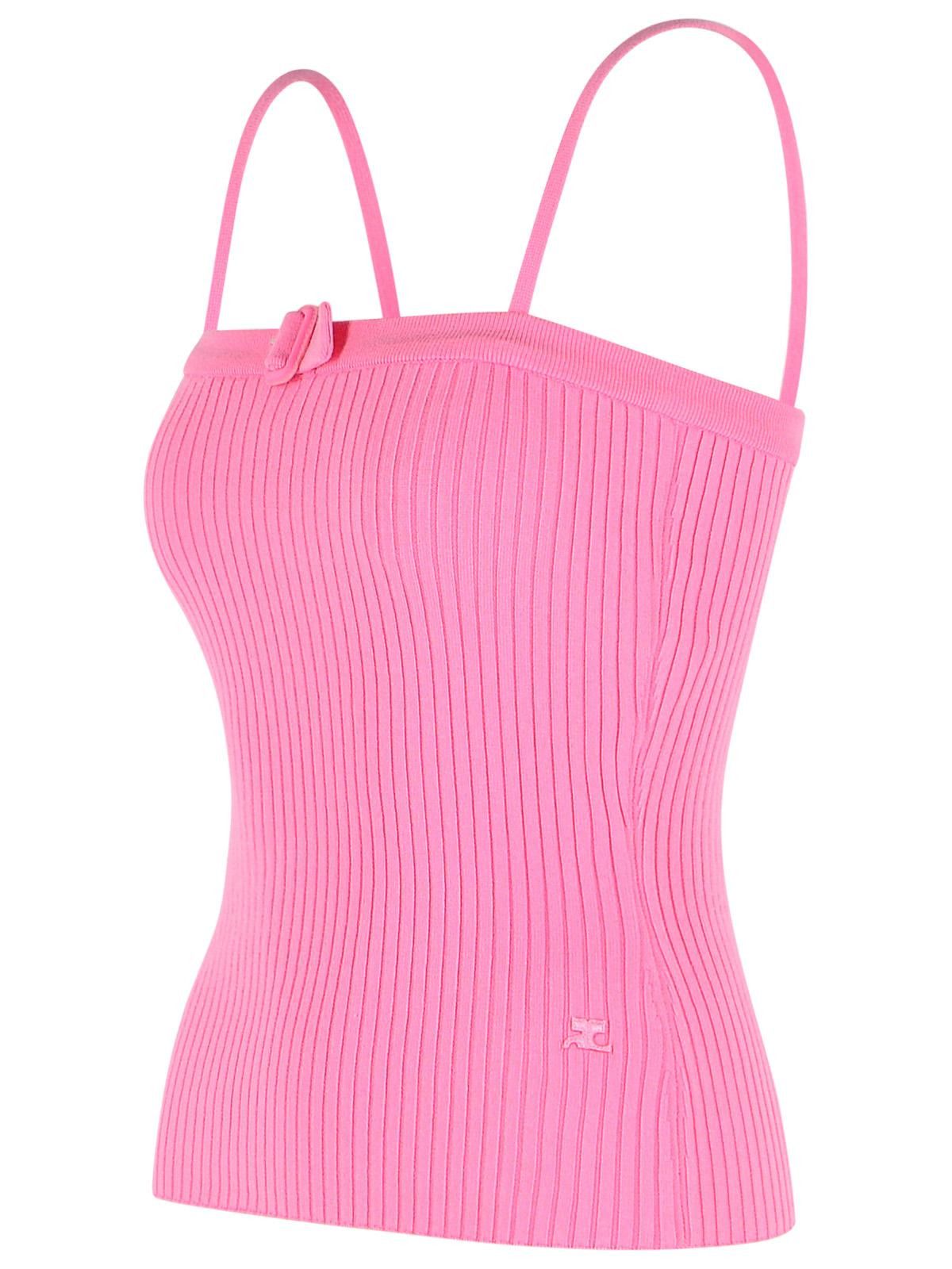 Courreges COURREGES 'Buckle' Tank Top In Pink Viscose Blend Size S / US 4 / IT 40 - 2 Thumbnail