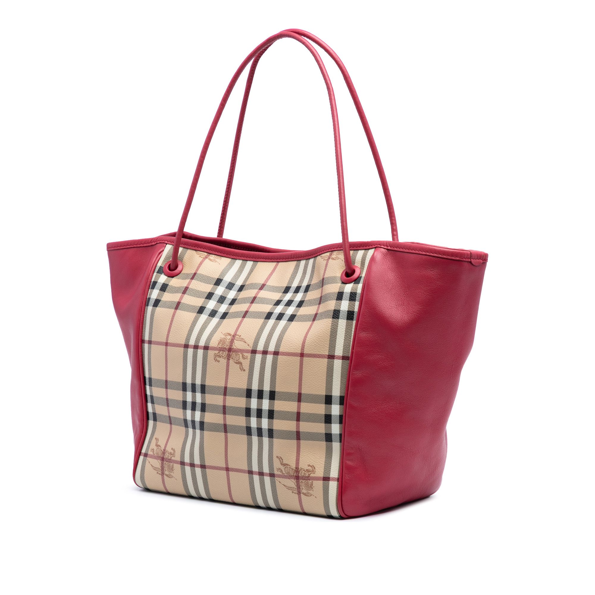 Burberry Burberry Small Leather Trimmed Haymarket Check Coated Canvas Canterbury Tote Size ONE SIZE - 2 Thumbnail