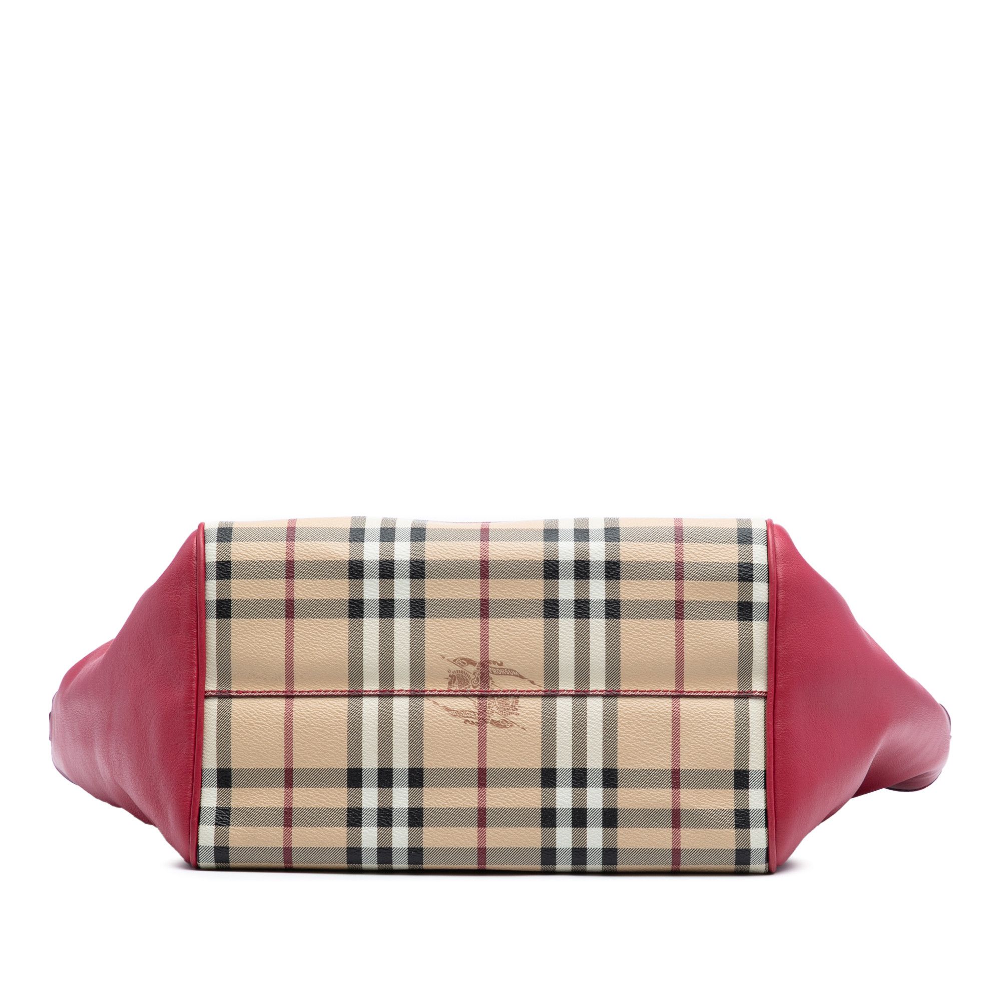 Burberry Burberry Small Leather Trimmed Haymarket Check Coated Canvas Canterbury Tote Size ONE SIZE - 3 Thumbnail