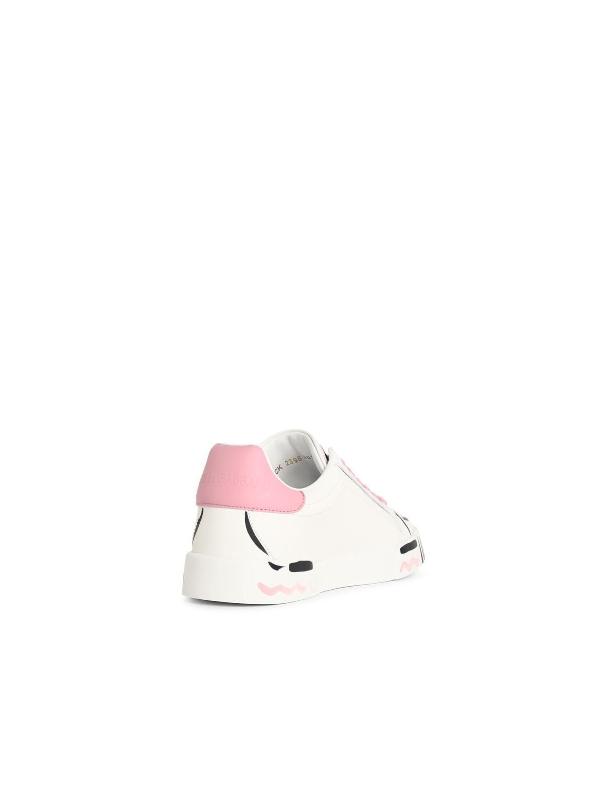 Dolce & Gabbana DOLCE & GABBANA 'Portofino Light Strobel' White Leather Sneakers Size US 8.5 / IT 38.5 - 3 Thumbnail