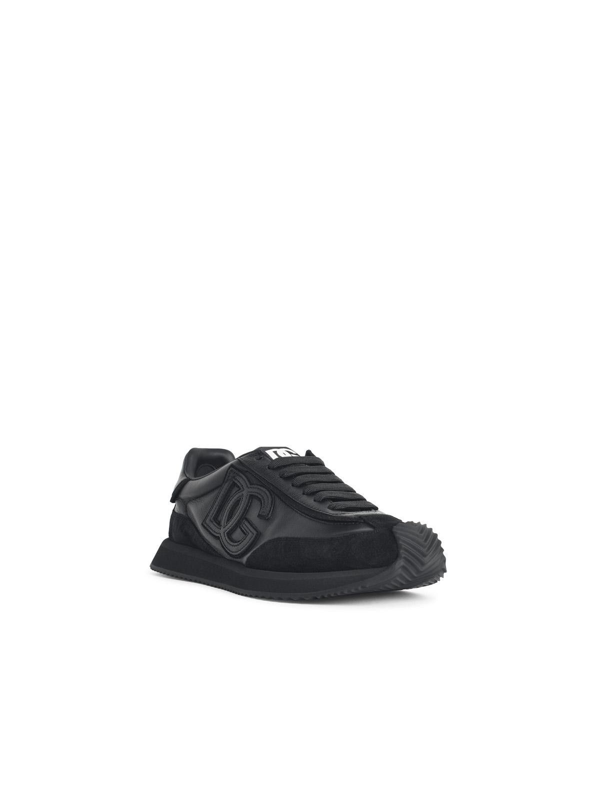 Dolce & Gabbana DOLCE & GABBANA 'Cushion' Black Leather Sneakers Size US 10 / EU 43 - 2 Thumbnail