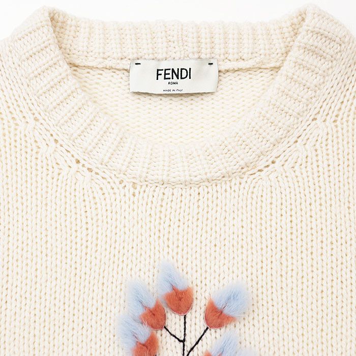Fendi Fendi Fendi Embroidery Mink Fur Cashmere Sweater Natural Material Tops DUTY FREE for USA Size ONE SIZE - 2 Thumbnail