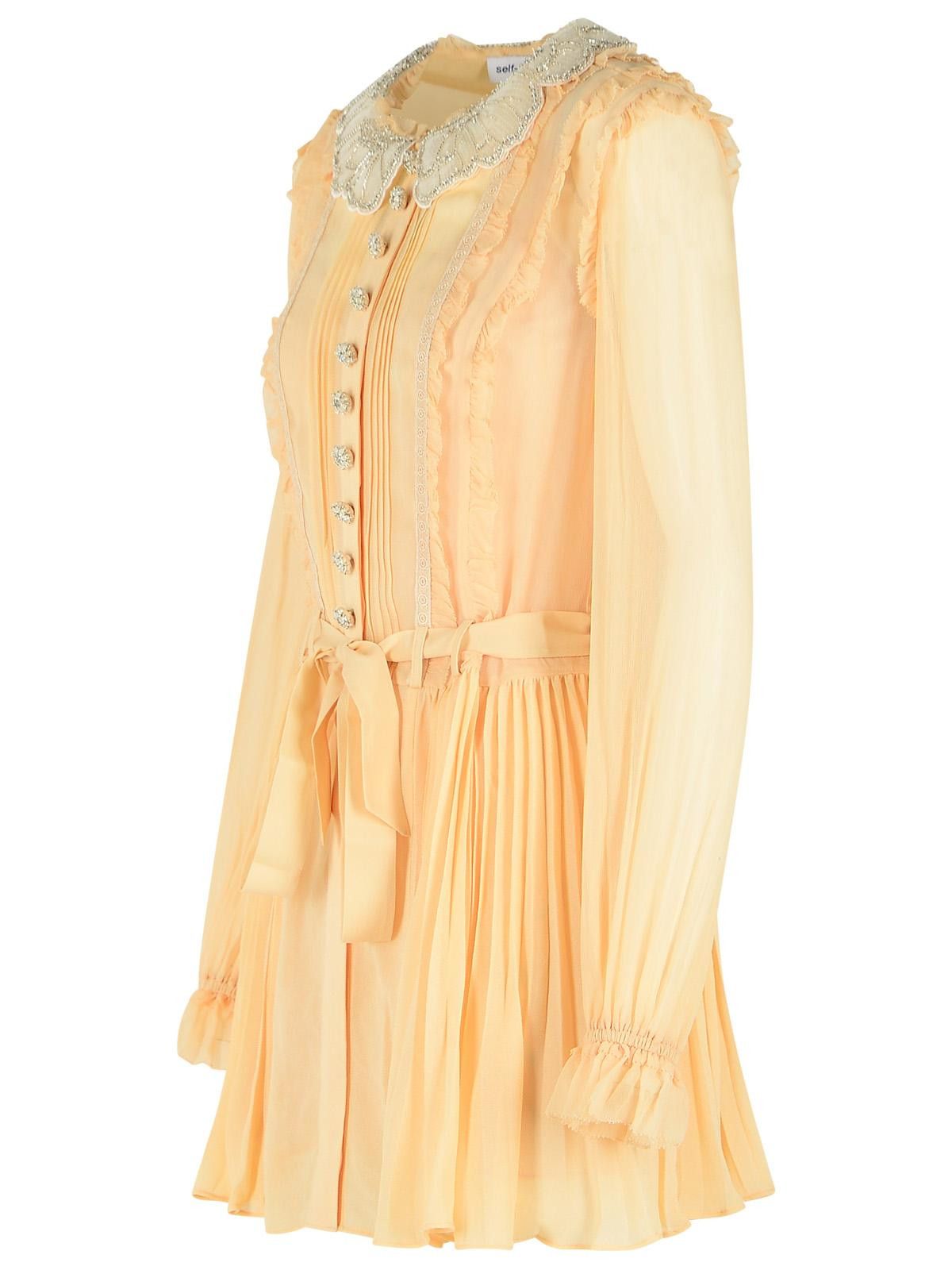 Self-Portrait SELF PORTRAIT Cream Viscose Mini Dress Size XS / US 0-2 / IT 36-38 - 2 Thumbnail