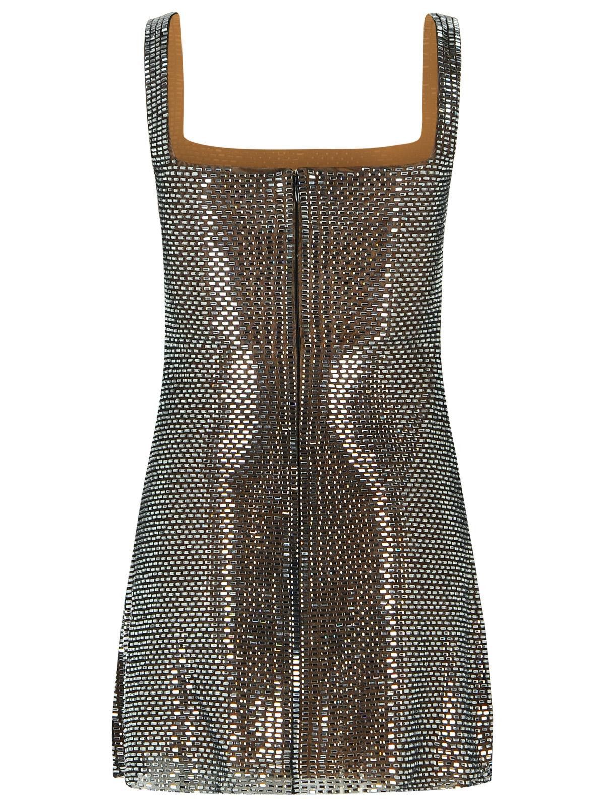 Self-Portrait SELF PORTRAIT 'Rhinestone' Grey Polyester Dress Size S / US 4 / IT 40 - 3 Thumbnail