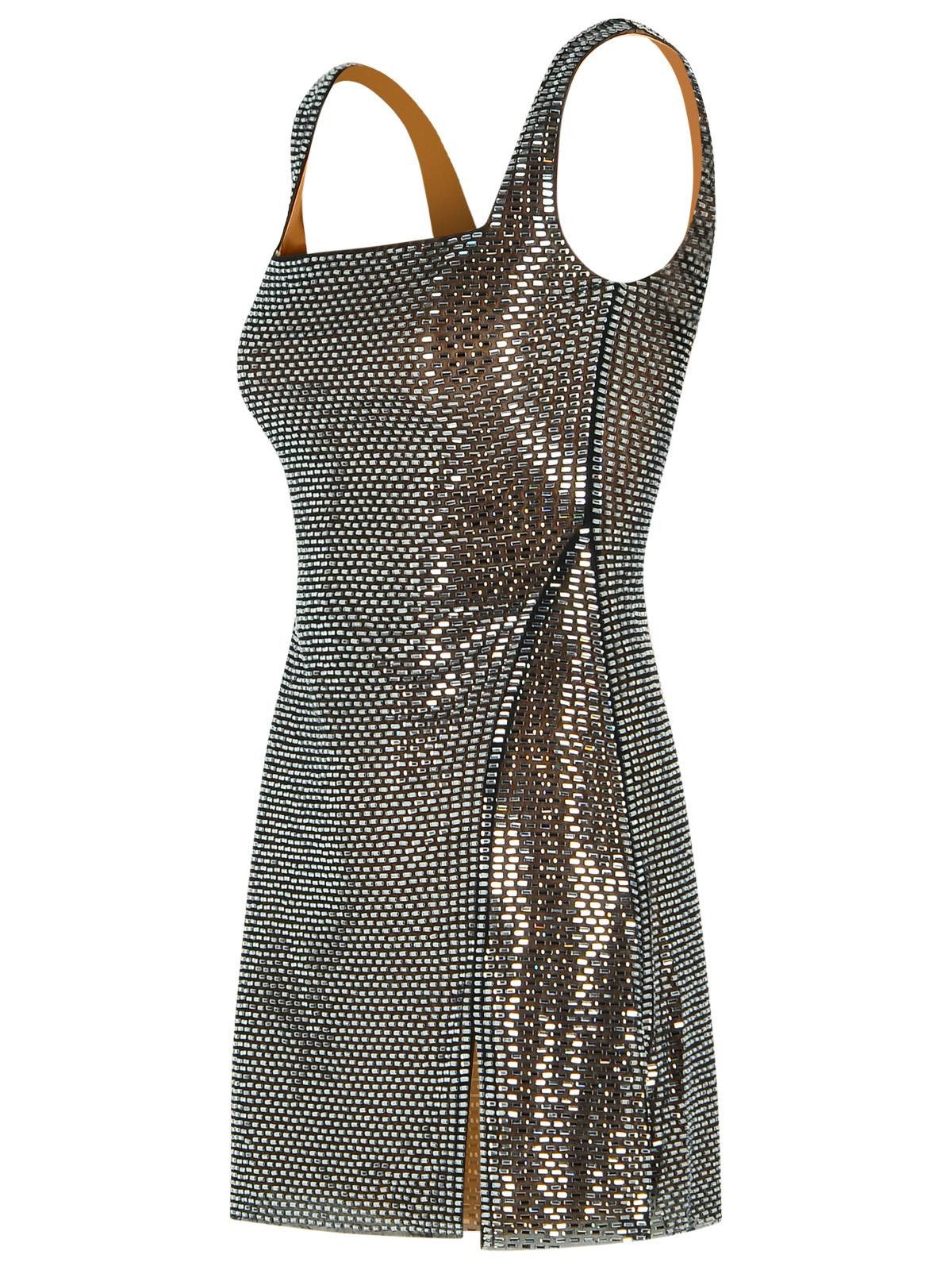 Self-Portrait SELF PORTRAIT 'Rhinestone' Grey Polyester Dress Size S / US 4 / IT 40 - 2 Thumbnail