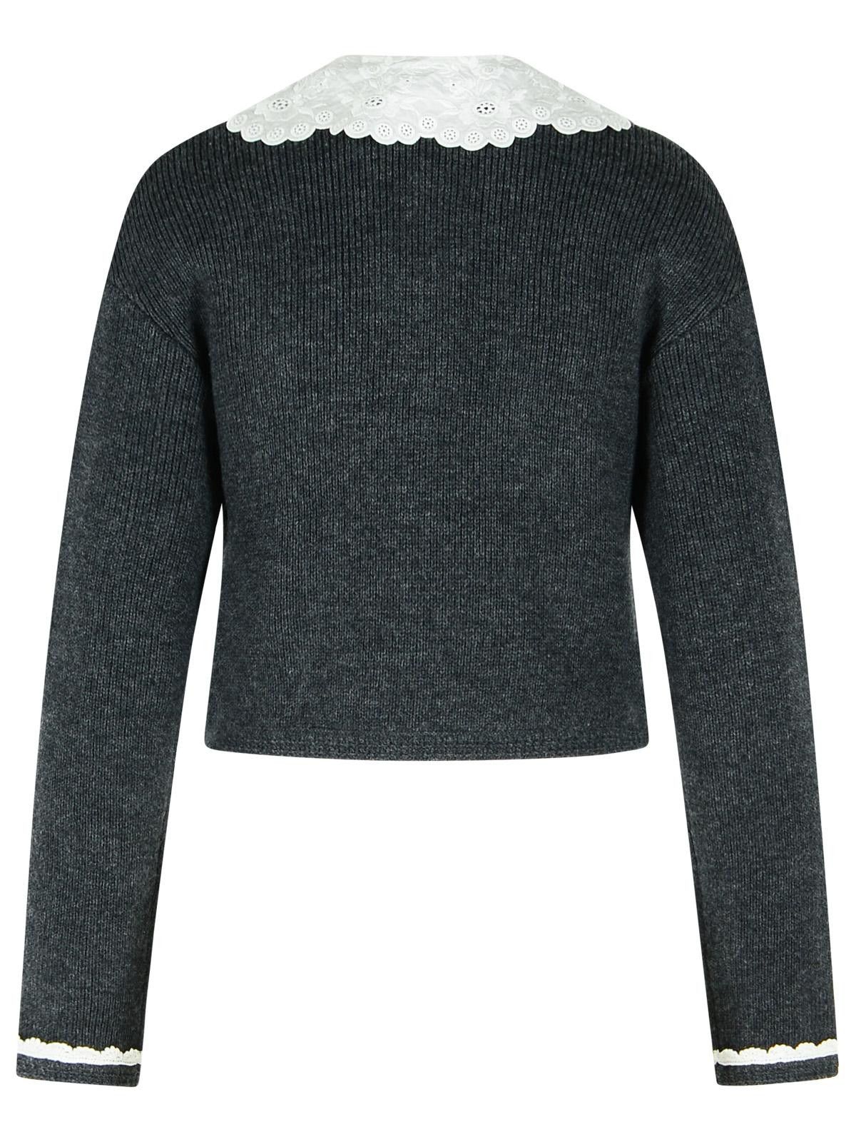 Self-Portrait SELF PORTRAIT Dark Grey Wool Blend Crop Cardigan Size M / US 6-8 / IT 42-44 - 3 Thumbnail