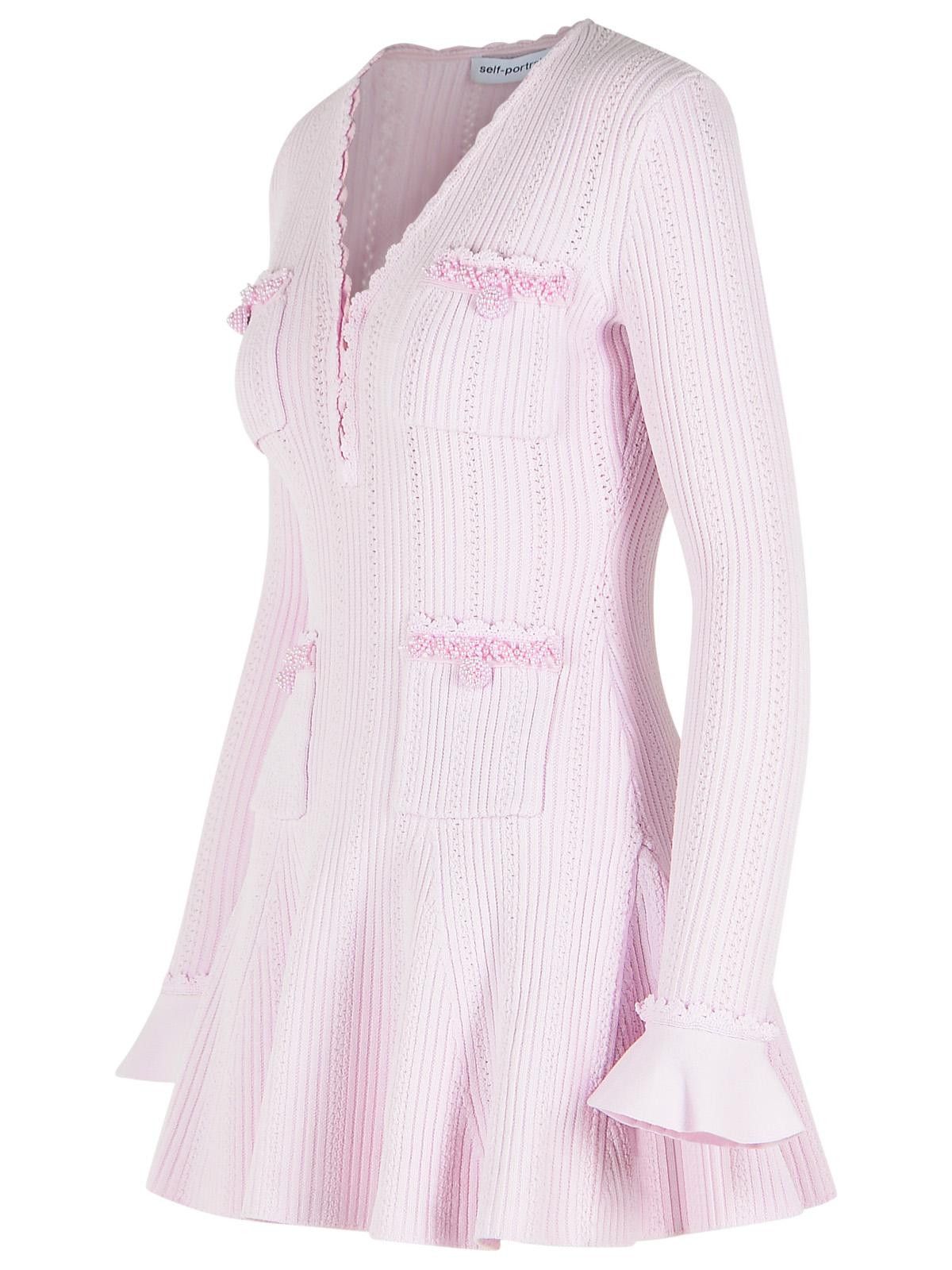 Self-Portrait SELF PORTRAIT Pink Viscose Blend Mini Dress Size M / US 6-8 / IT 42-44 - 2 Thumbnail