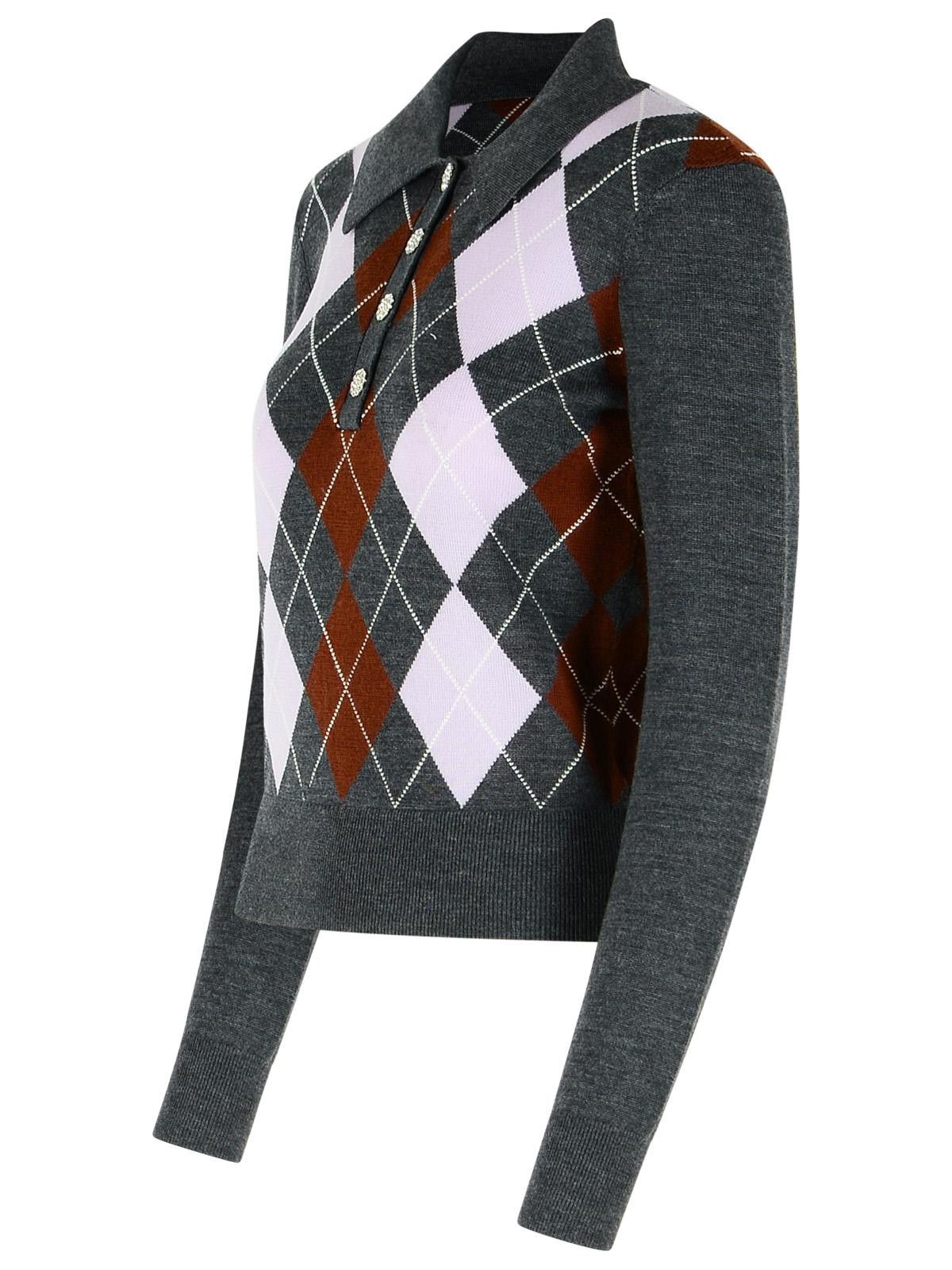 Self-Portrait SELF PORTRAIT 'Argyle' Grey Wool Sweater Size S / US 4 / IT 40 - 2 Thumbnail