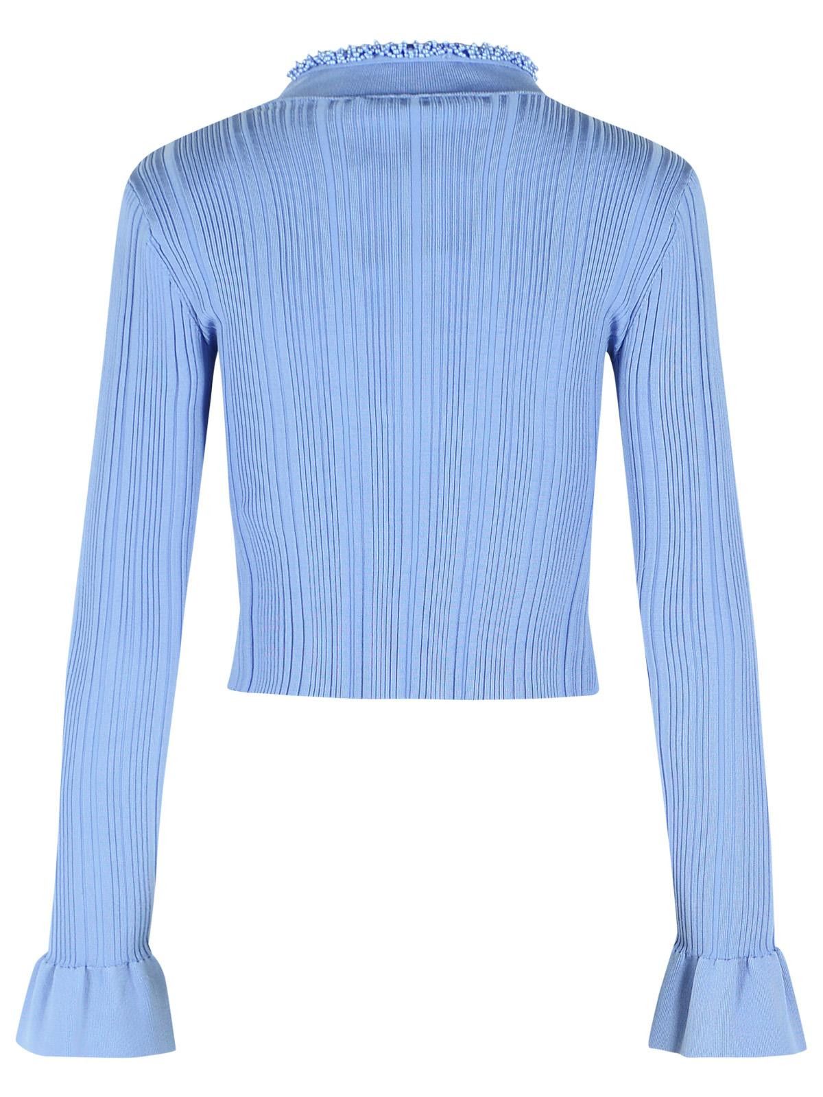 Self-Portrait SELF PORTRAIT 'Pearl' Cardigan In Light Blue Viscose Blend Size XS / US 0-2 / IT 36-38 - 3 Thumbnail