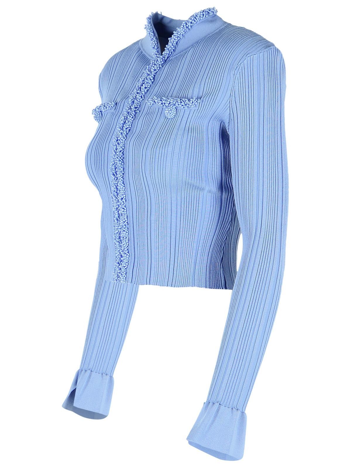 Self-Portrait SELF PORTRAIT 'Pearl' Cardigan In Light Blue Viscose Blend Size XS / US 0-2 / IT 36-38 - 2 Thumbnail