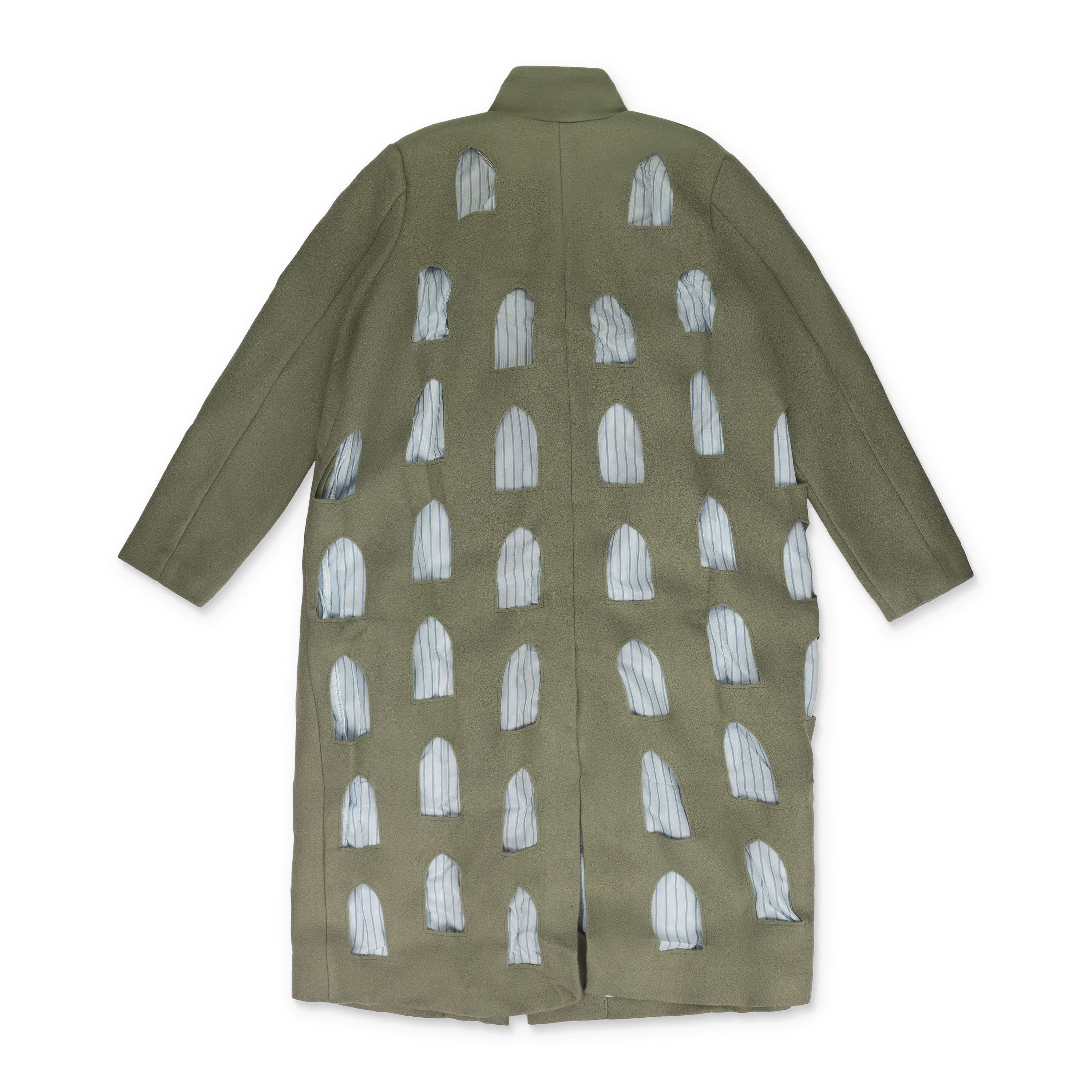Who Decides War GREEN STAINED GLASS LASER TRENCH COAT SIZE L