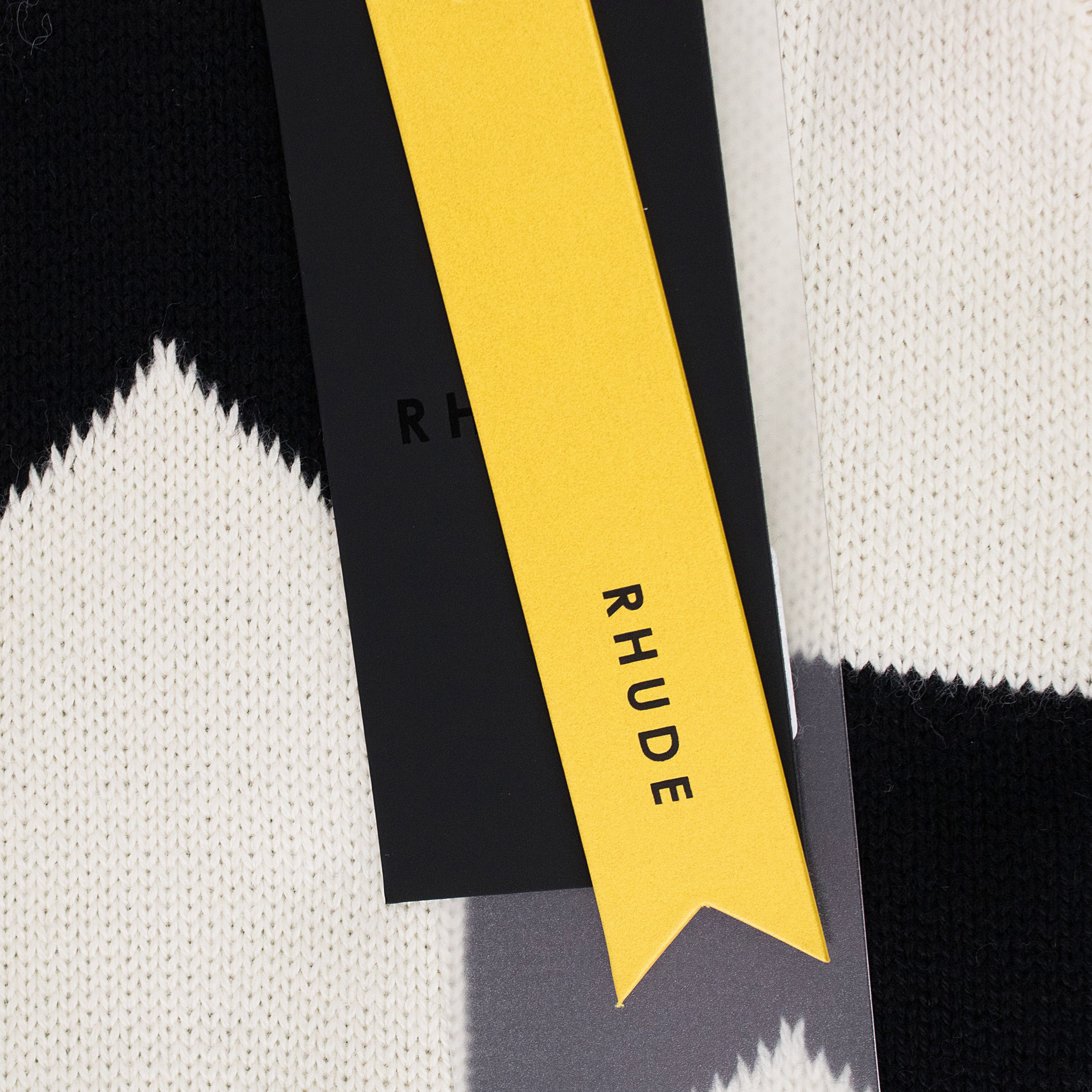Rhude BLACK/CREAM CHEVRON CHECKERED KNIT CARDIGAN SIZE L